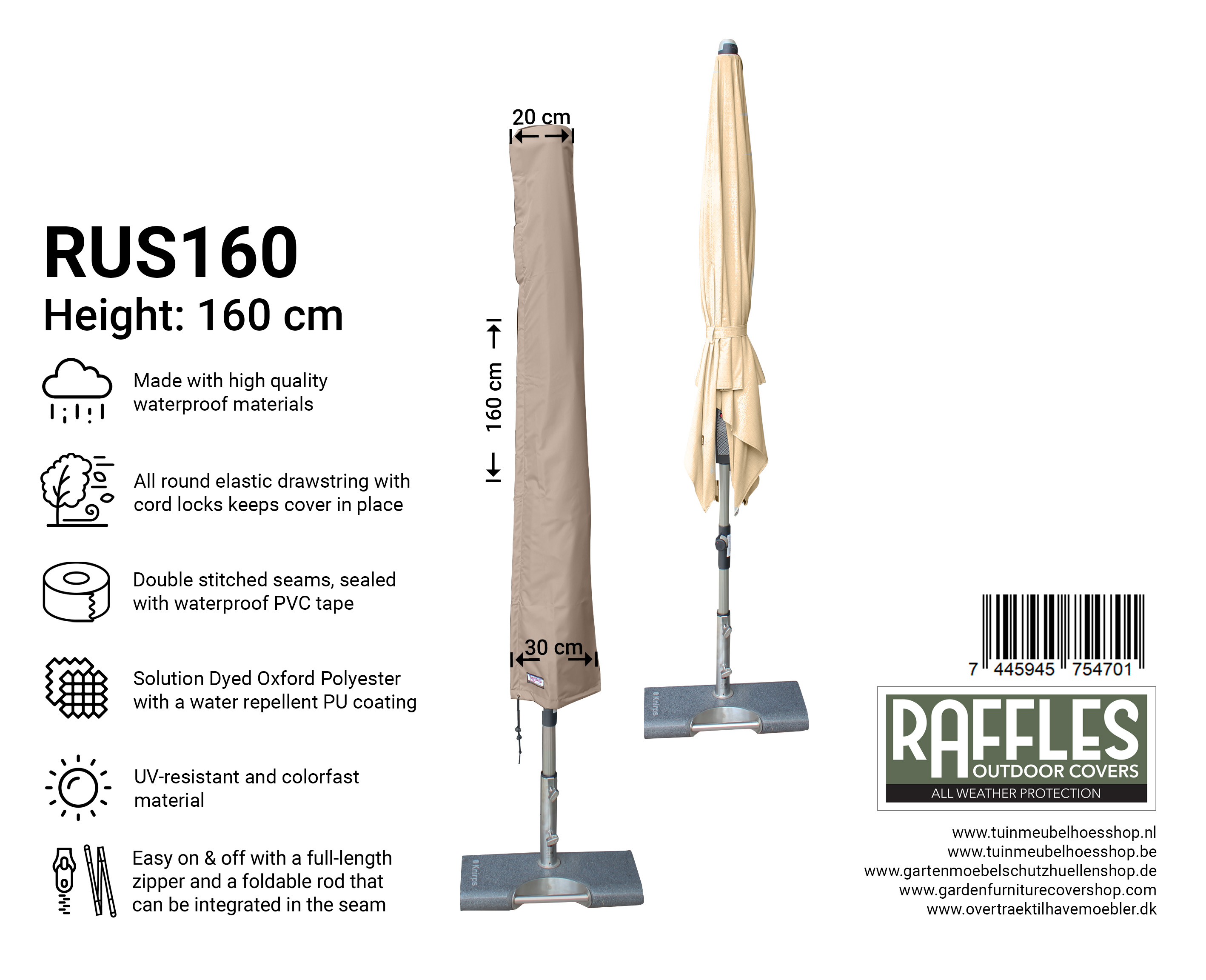 RUS160 Parasolhoes H: 160 cm