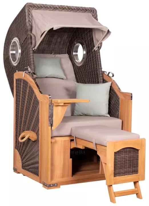 Premium Hülle 104 x 95 H: 165 / 140 cm deVries Single Strandkorb Premium Hülle 104 x 95 H: 165 / 140 cm deVries Single Strandkorb