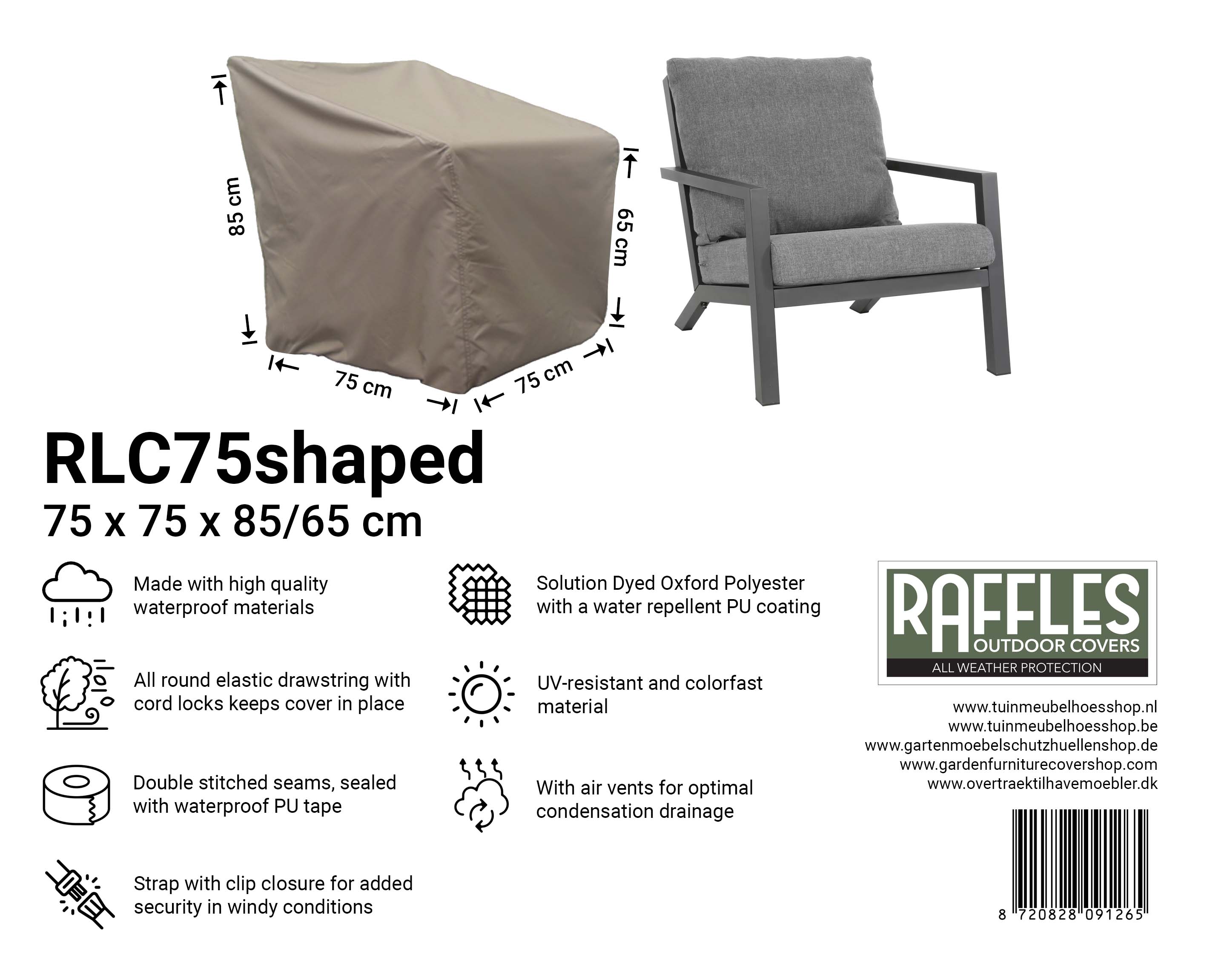 Schutzhülle für Lounge Sessel 75 x 75 H: 85/65 cm