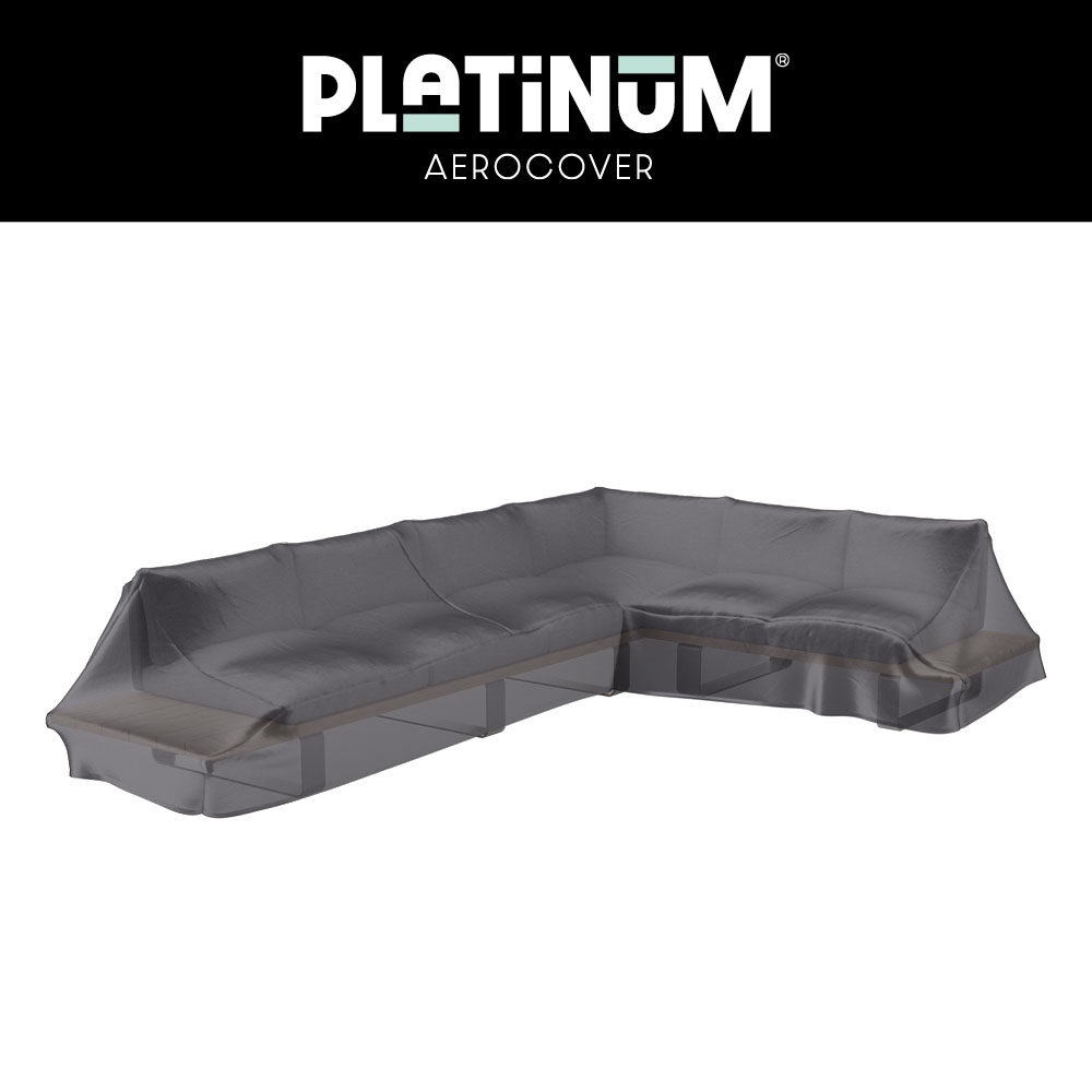Abdeckhaube für Eck-Lounge mit Seitentischen und ohne Armlehnen 350 x 275 cm