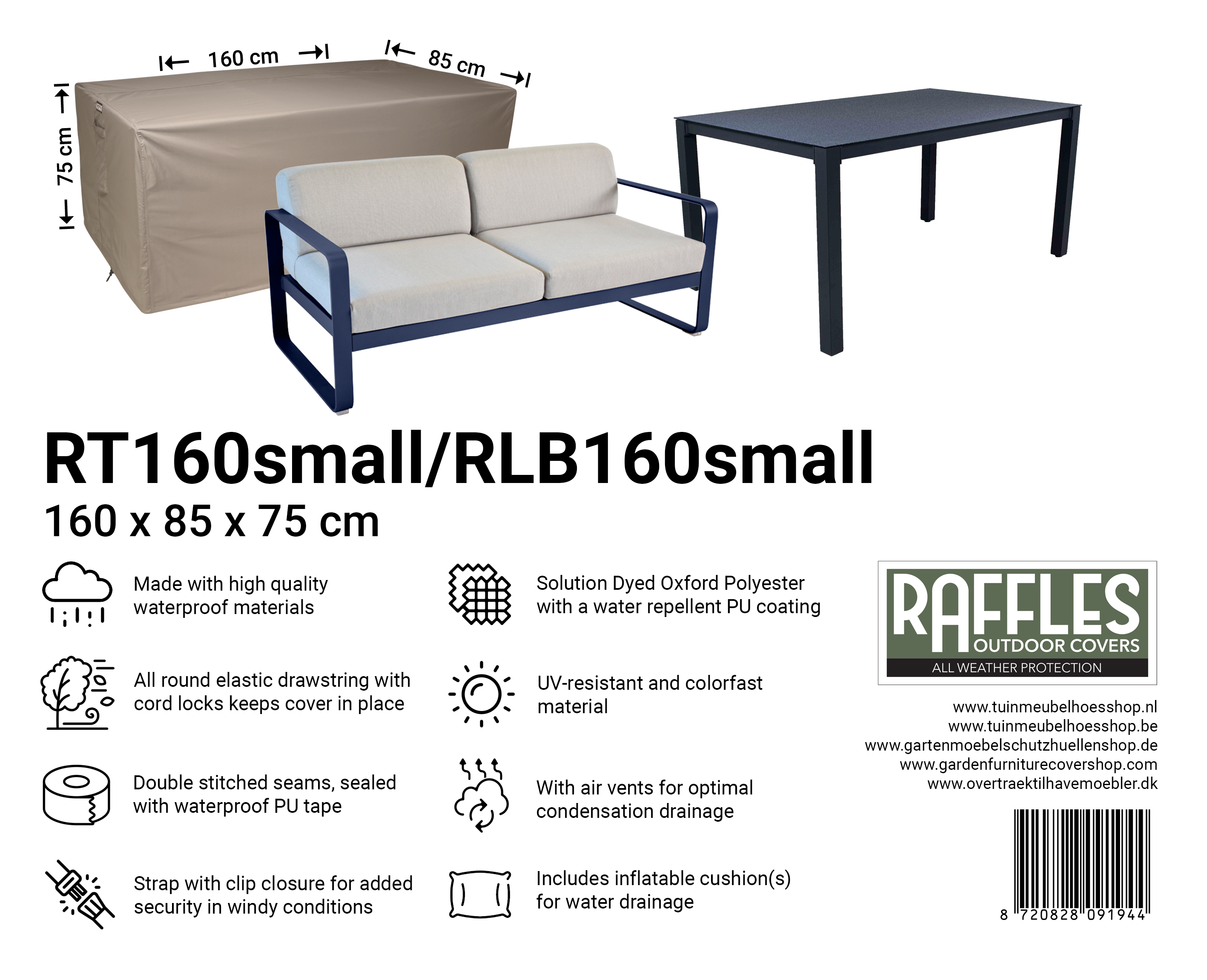 Wetterschutz für Lounge Sofa 160 x 85 H: 75 cm small