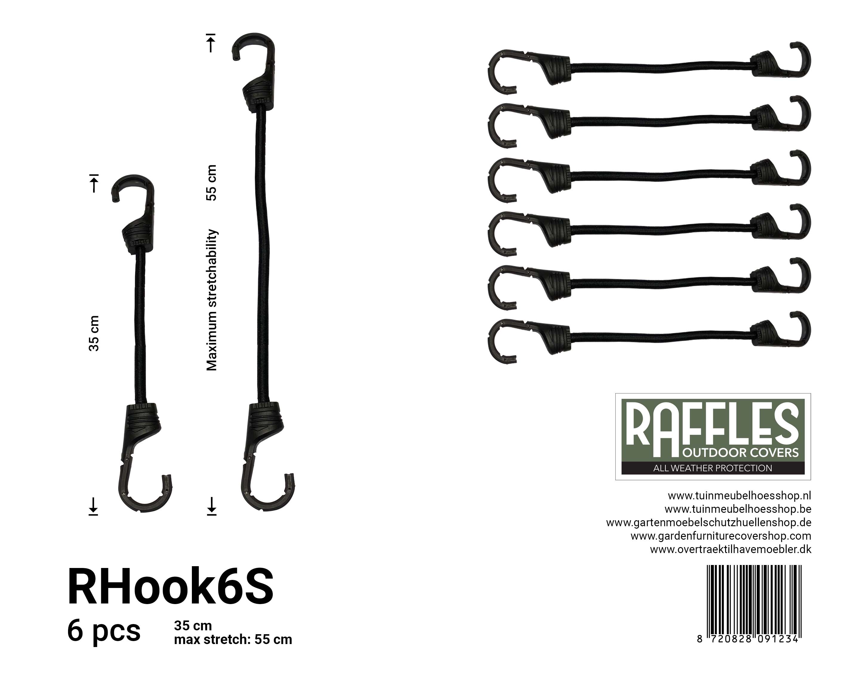 RHook6S_8720828091234 Spanngummi mit Haken 35 / 55 cm