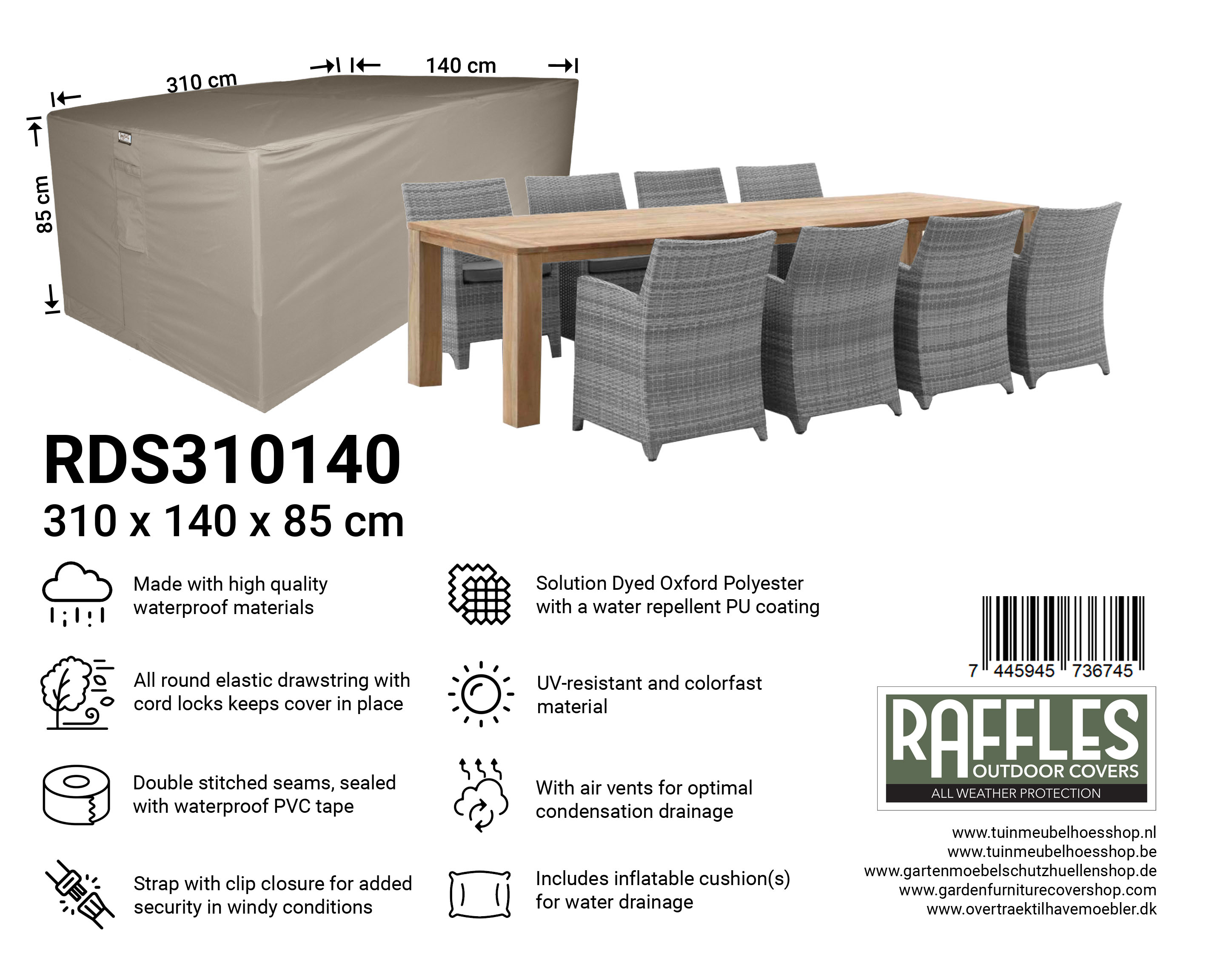 RDS310140_7445945736745gi2PrHcJrzYiD Abdeckhaube für Gartenmöbel Sitzgruppe 310 x 140 H: 85 cm