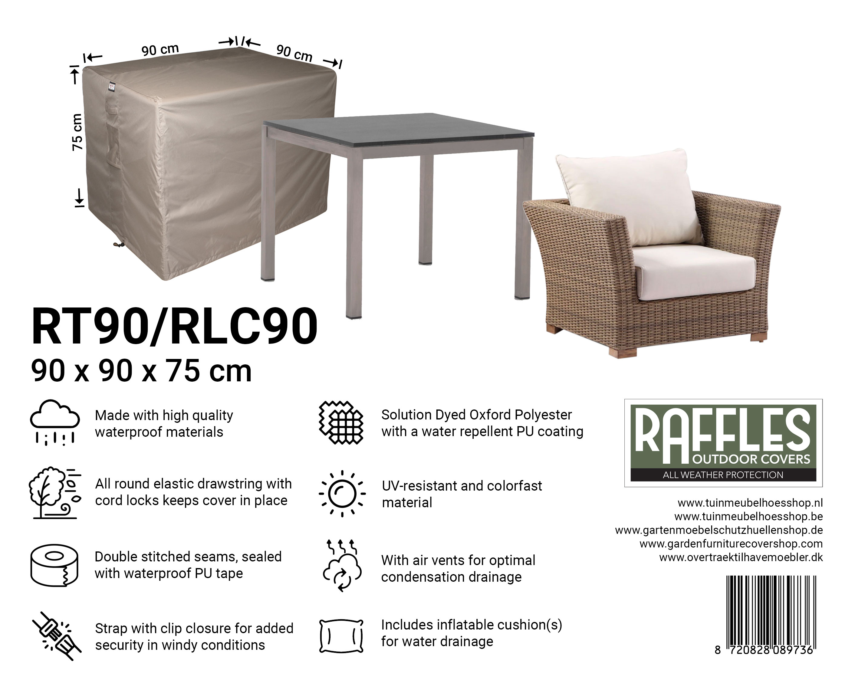 Lounge Sessel Schutzabdeckung 90 x 90 H: 75 cm Lounge Sessel Schutzabdeckung 90 x 90 H: 75 cm