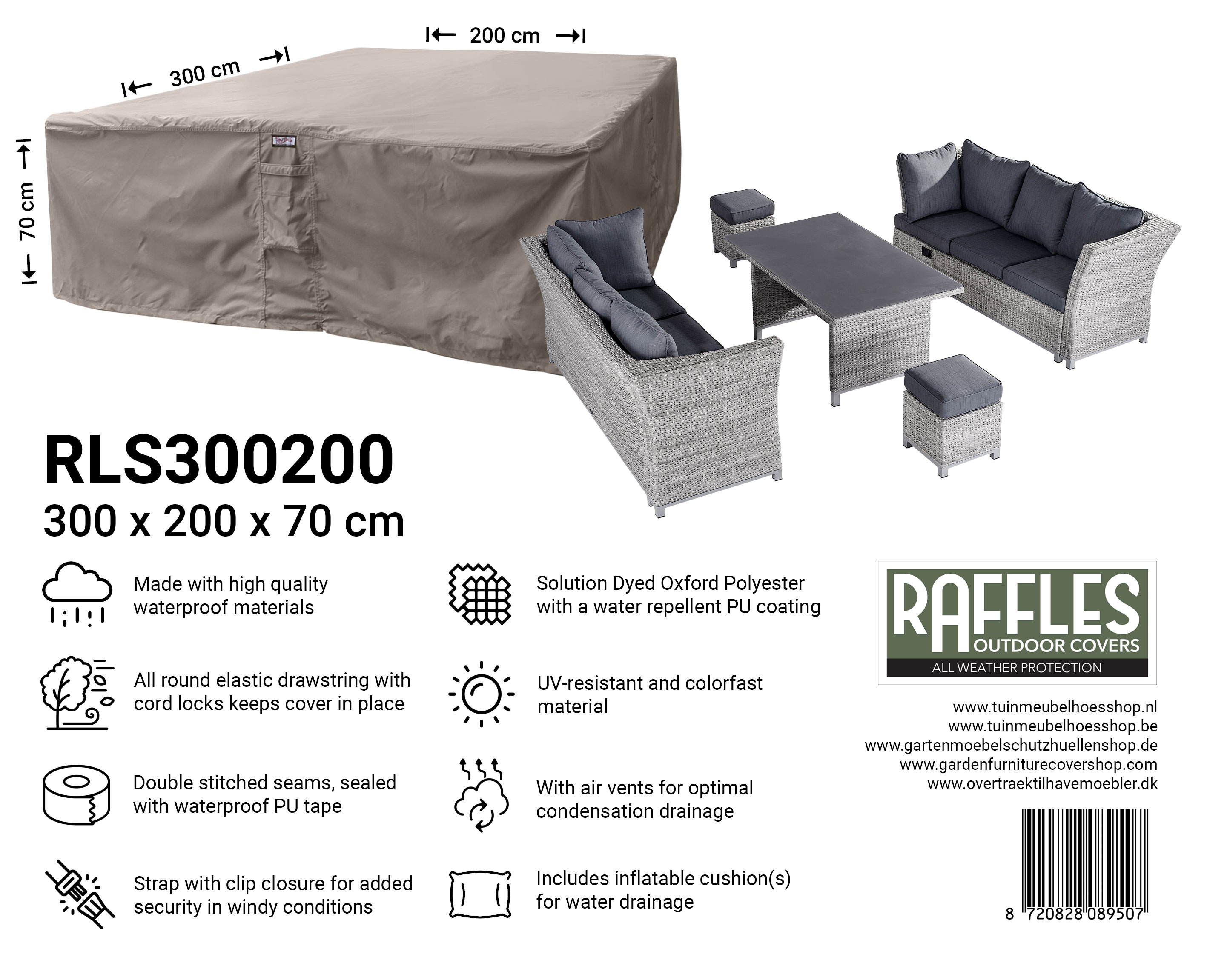 Schutzhaube für Lounge Garnitur 300 x 200 H: 70 cm