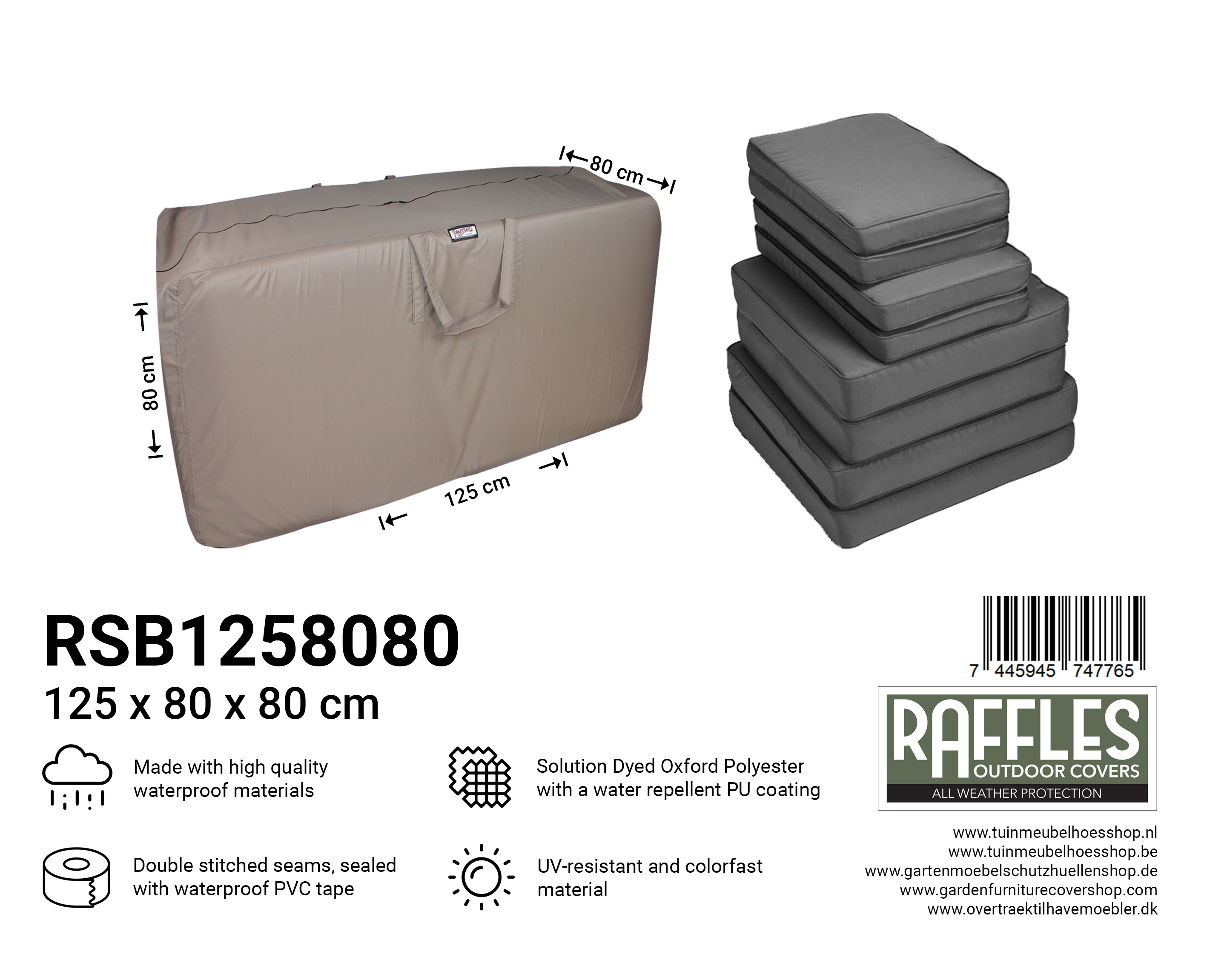 RSB1258080_7445945747765 RSB1258080 opbergtas voor kussens 125 x 80 H: 80 cm