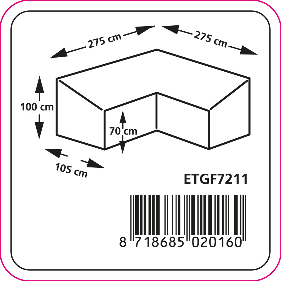 Gartenmöbel Schutzhülle L-Form 275 x 275 x 105 H: 70/100 cm Gartenmöbel Schutzhülle L-Form 275 x 275 x 105 H: 70/100 cm