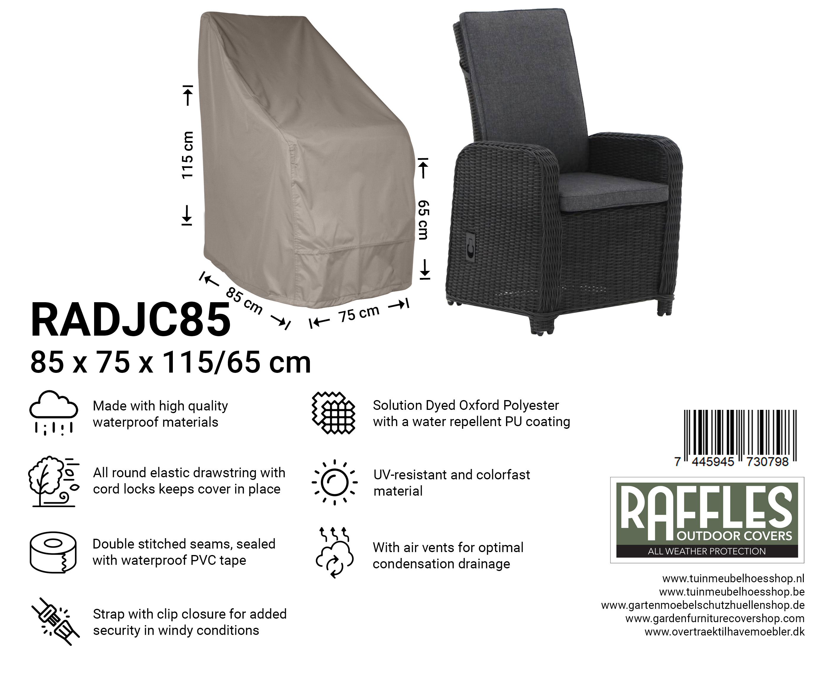 Schutzhülle für Relaxstuhl 85 x 75 H: 115/65 cm