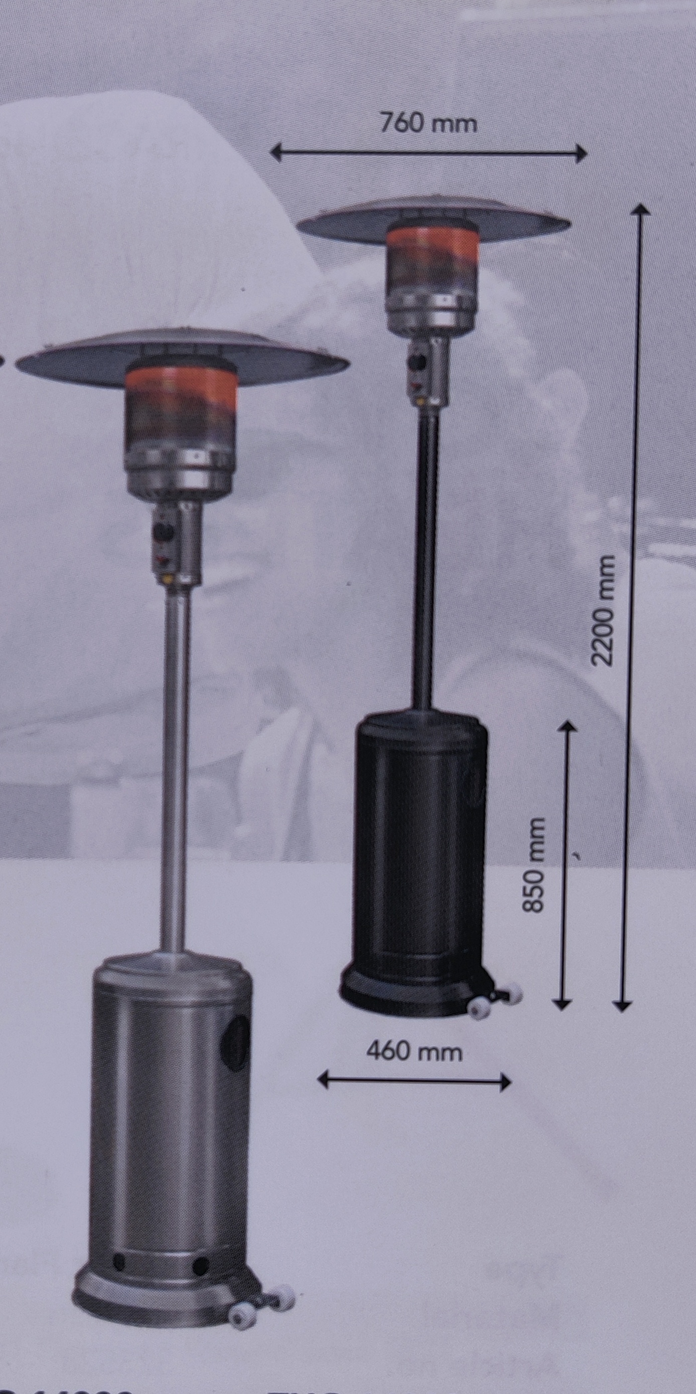 Abdeckung für Terrassenheizer H: 220 Ø 76 cm