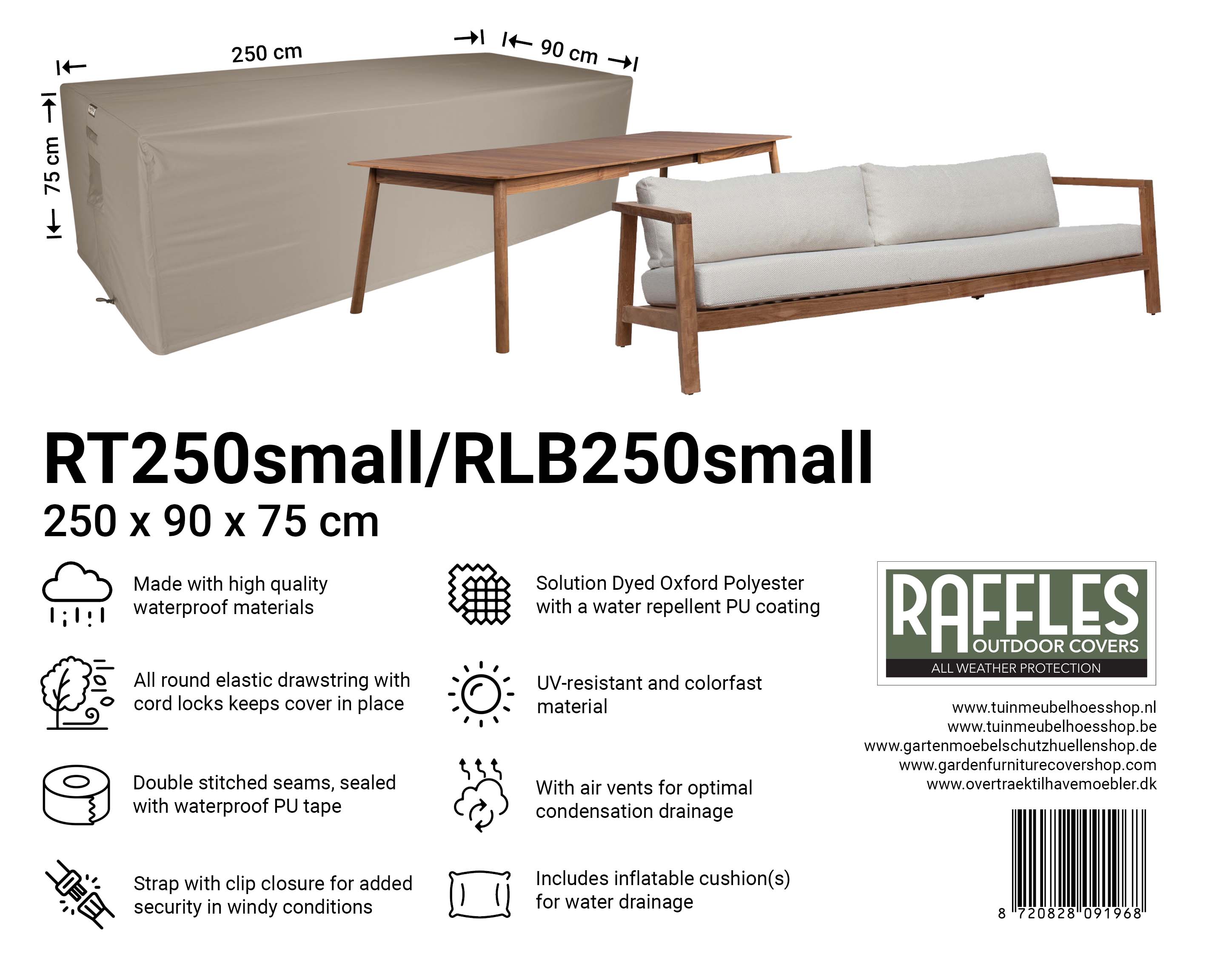 Hülle für Gartensofa 250 x 90 H: 75 cm Hülle für Gartensofa 250 x 90 H: 75 cm