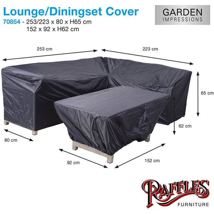 Schutzhülle für Lounge-dining Ecksofa und Tisch 253 x 223 x 80 H:65 cm