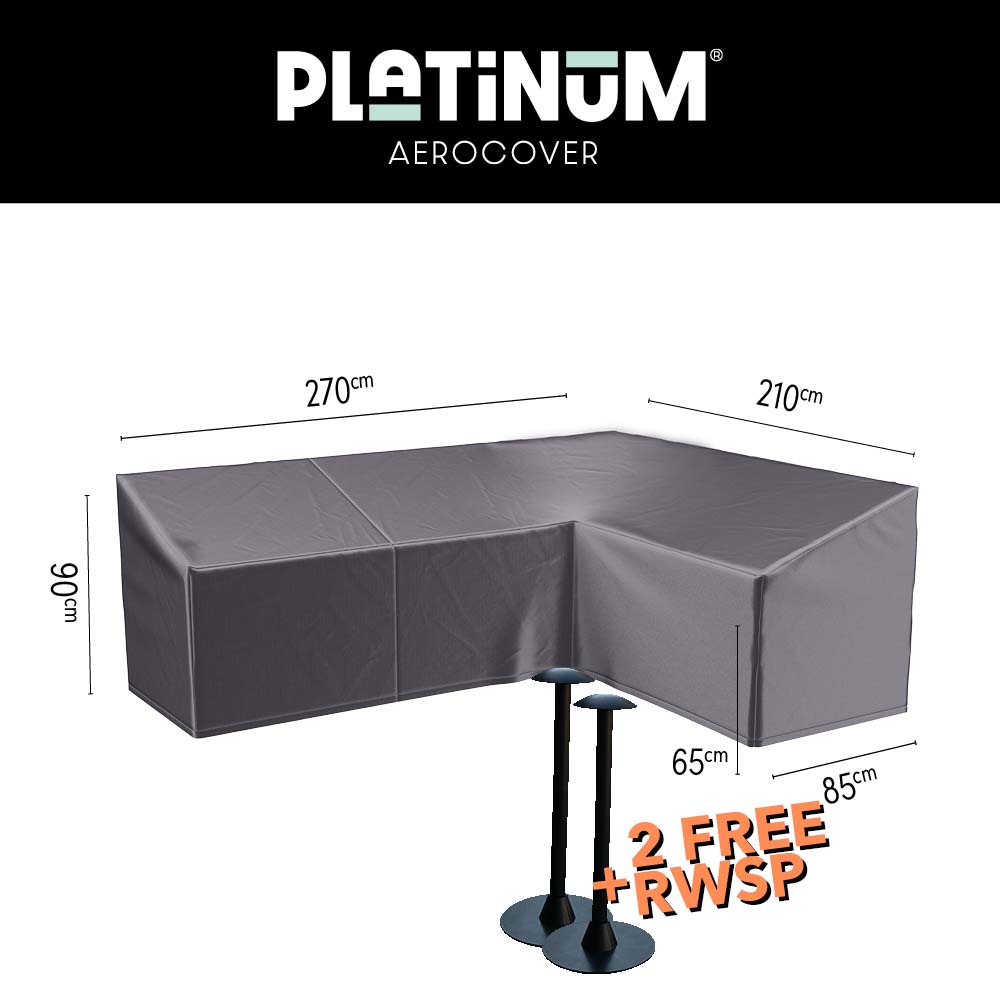 L-förmige Abdeckung für Loungesets 270 x 210 H: 90/65 cm L-förmige Abdeckung für Loungesets 270 x 210 H: 90/65 cm