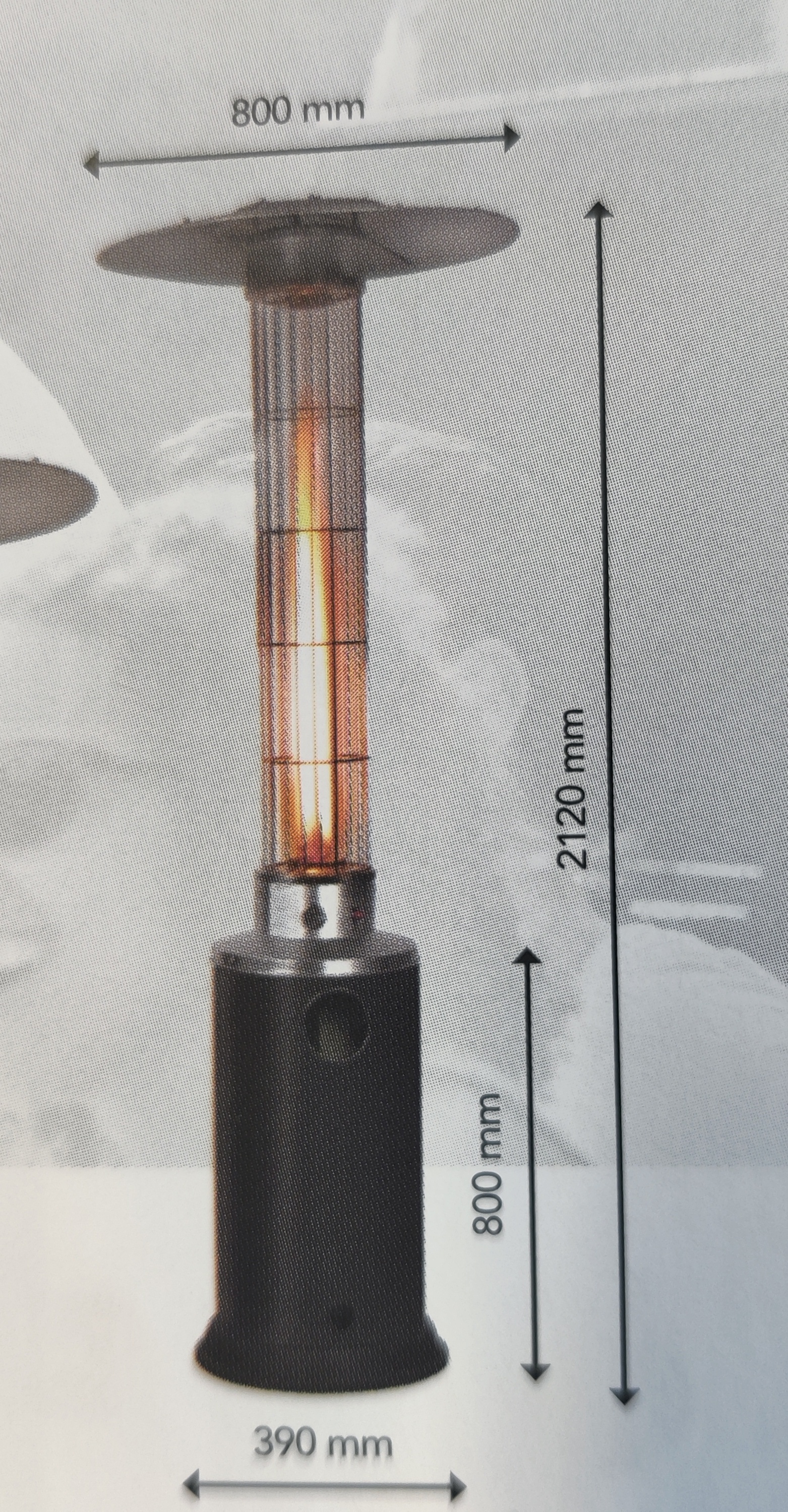 Abdeckung für Gas-Terrassenheisung H: 212 Ø 80 cm