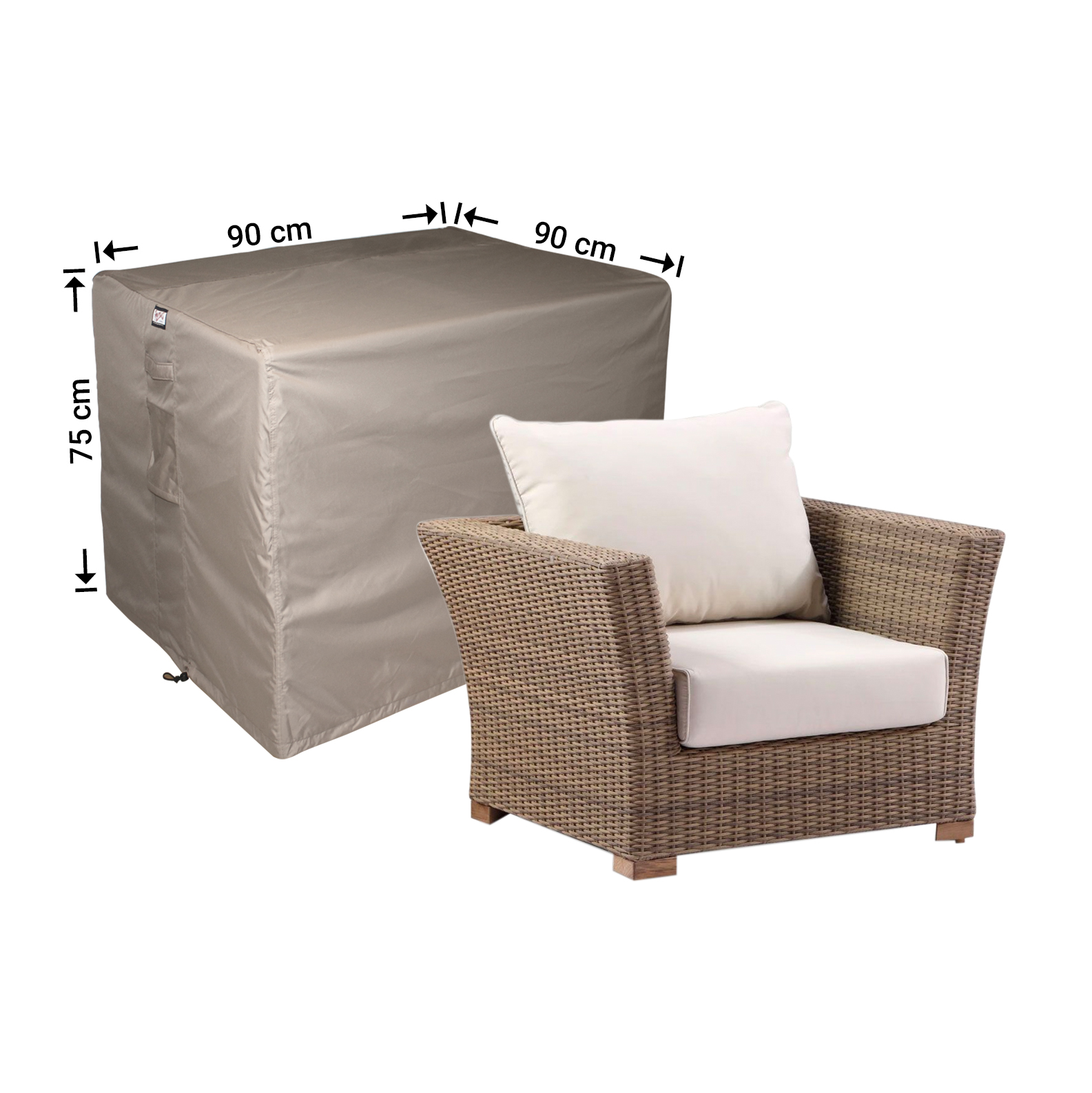 Lounge stoel hoes 90 x 90 H: 75 cm