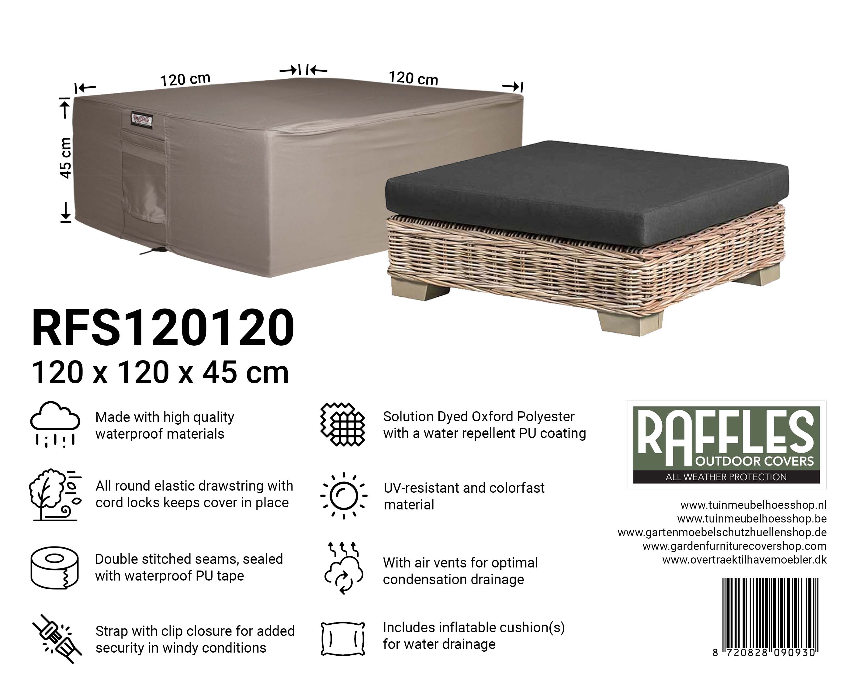 Schutzhülle für Loungetisch, 120 x 120 cm quadratisch XL Schutzhülle für Loungetisch, 120 x 120 cm quadratisch XL