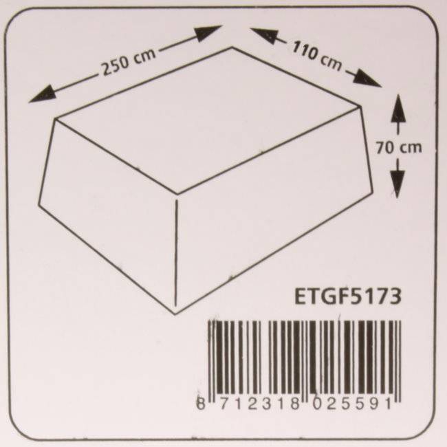 Wetterschutz für rechteckige Gartentisch 250 x 110 H: 75 cm