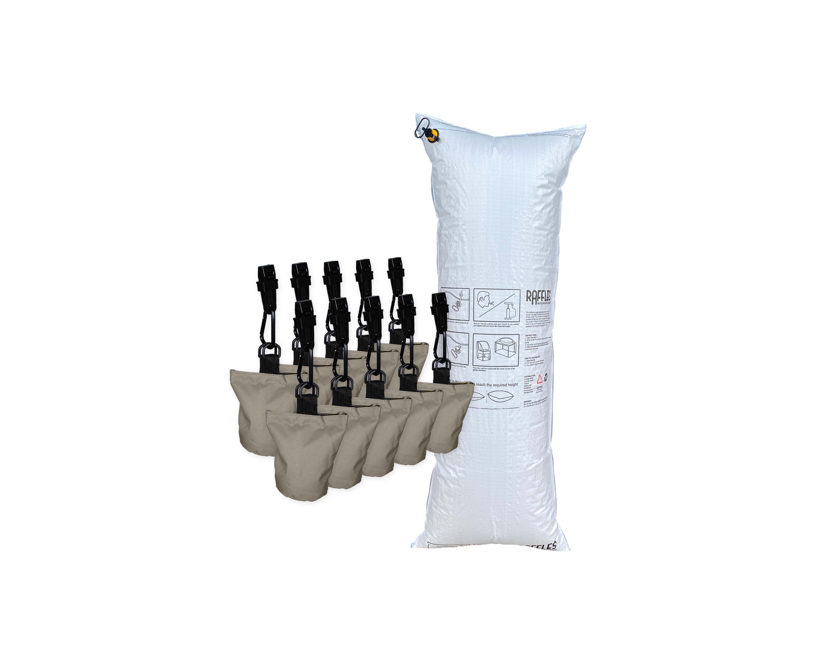 RSBAG10-RWSC16060-plain Wasser-Ablaufkissen mit 10 Sandsäcken
