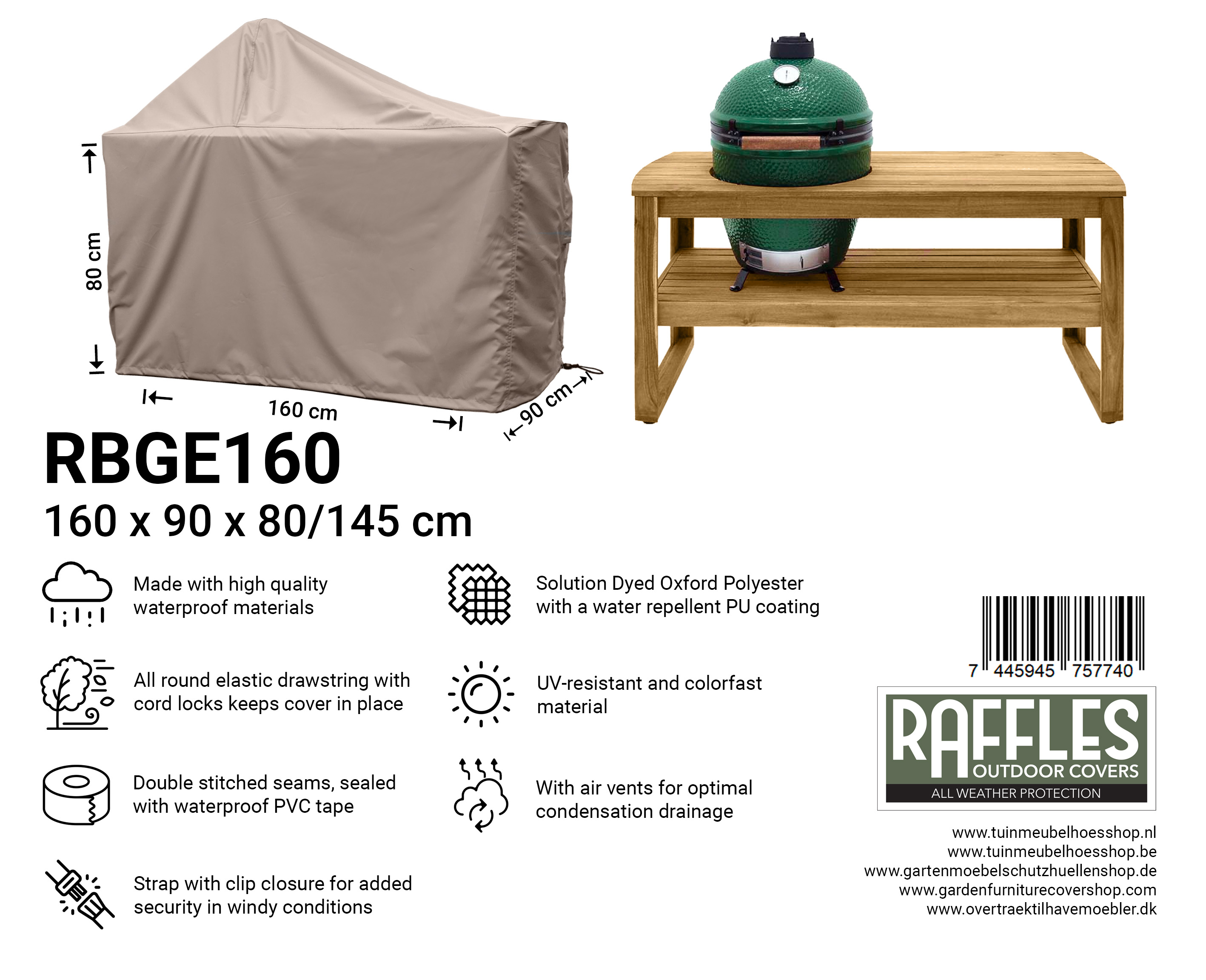 Abdeckung für Green Egg BBQ 160 x 90 cm