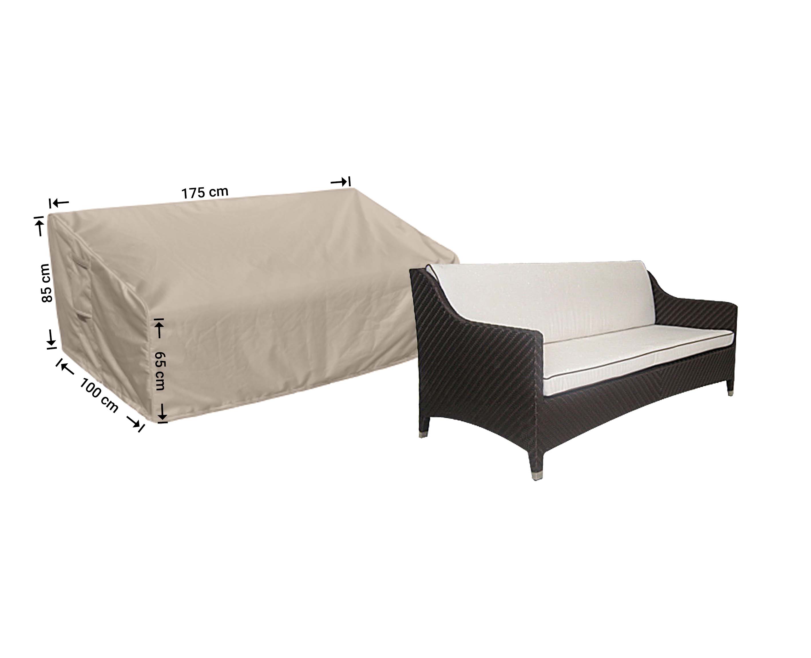 RLB175shaped_hoes-afmetingen-meubel Loungeset Sofa Schutzhülle 175 x 100 H: 85/65 cm