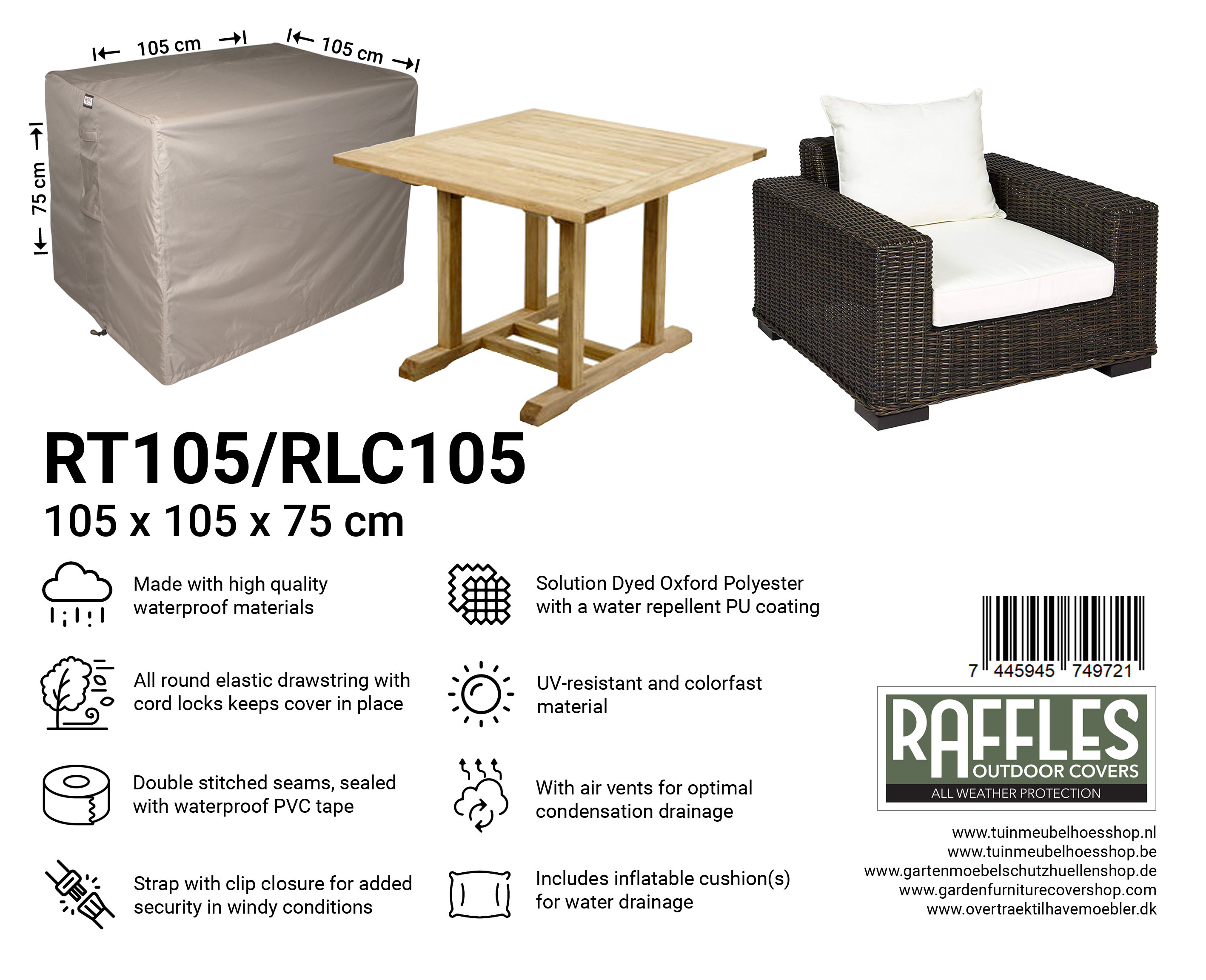 Schutzhülle für Lounge Stuhl 105 x 105 H: 75 cm