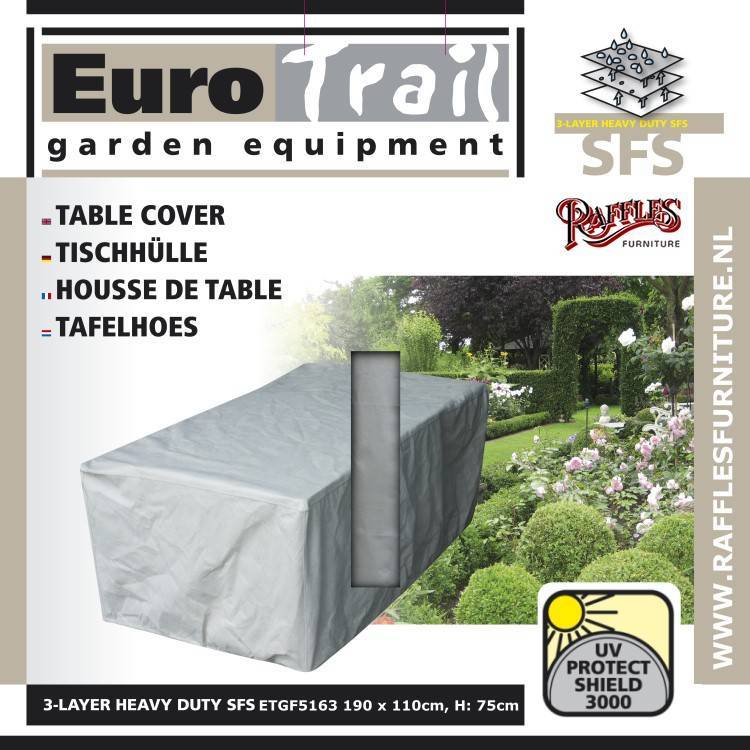 Schutzhülle für rechteckige Gartentisch 190 x 110 H: 75 cm