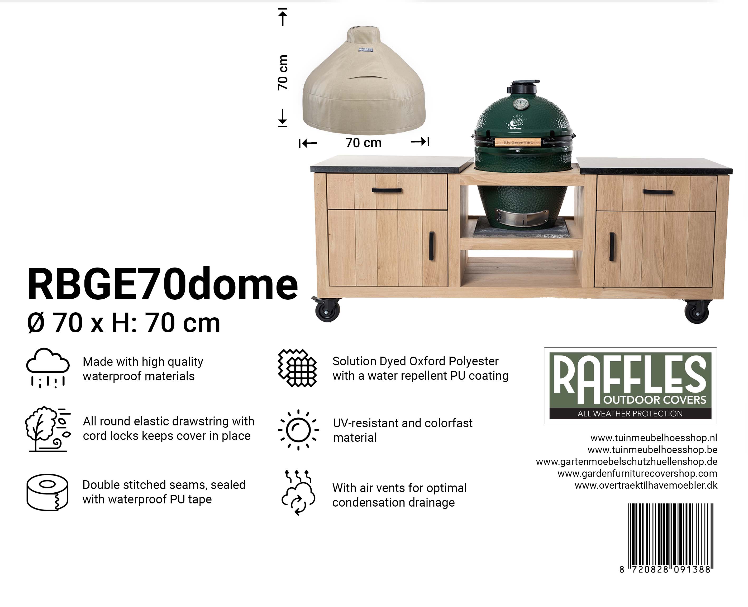 Abdeckhaube Dome, Durchm.70 cm, für Big Green Egg Large  Abdeckhaube Dome, Durchm.70 cm, für Big Green Egg Large