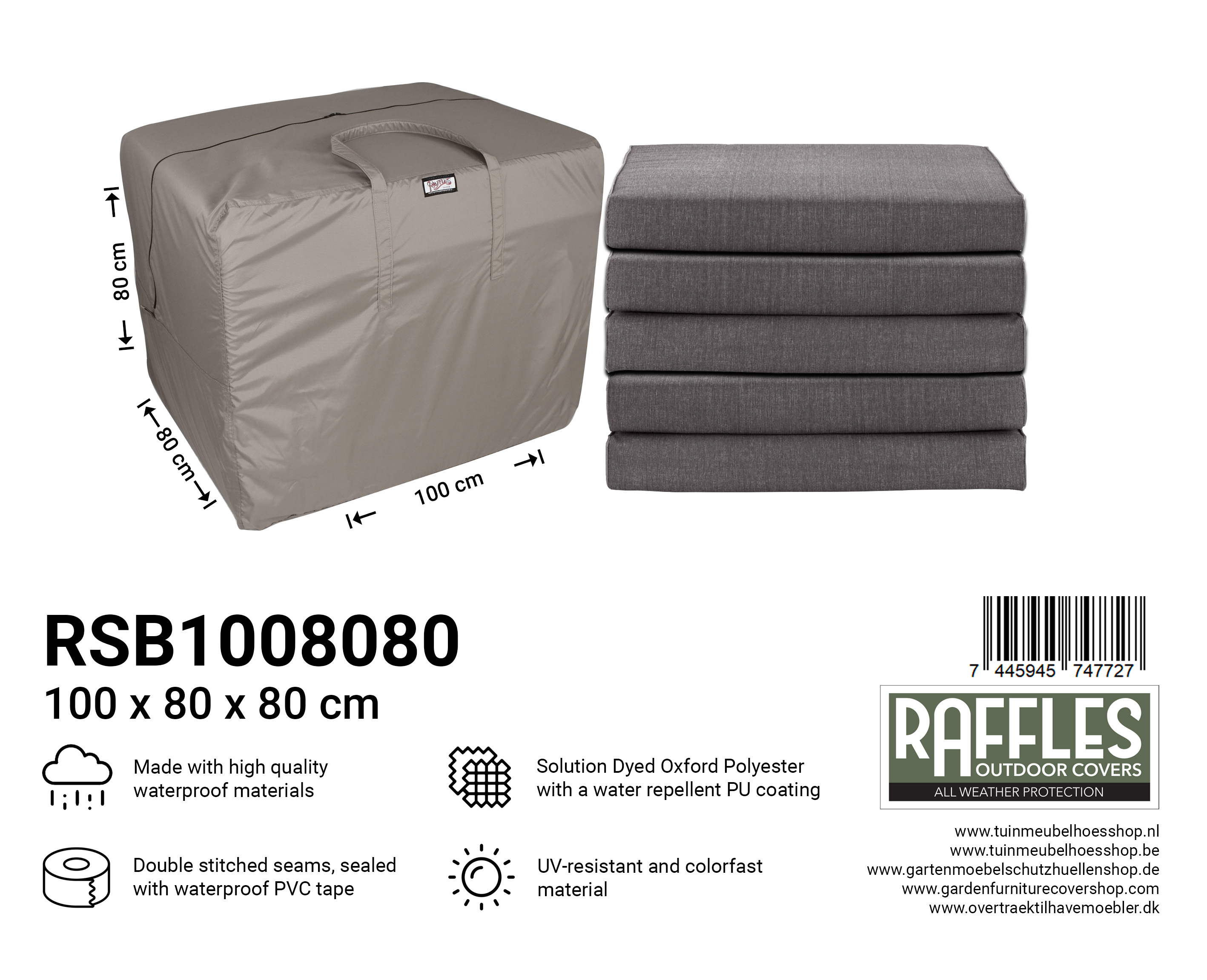 RSB1008080_7445945747727 Tas loungekussens opbergen 100 x 80 H: 80 cm RWSB1008080
