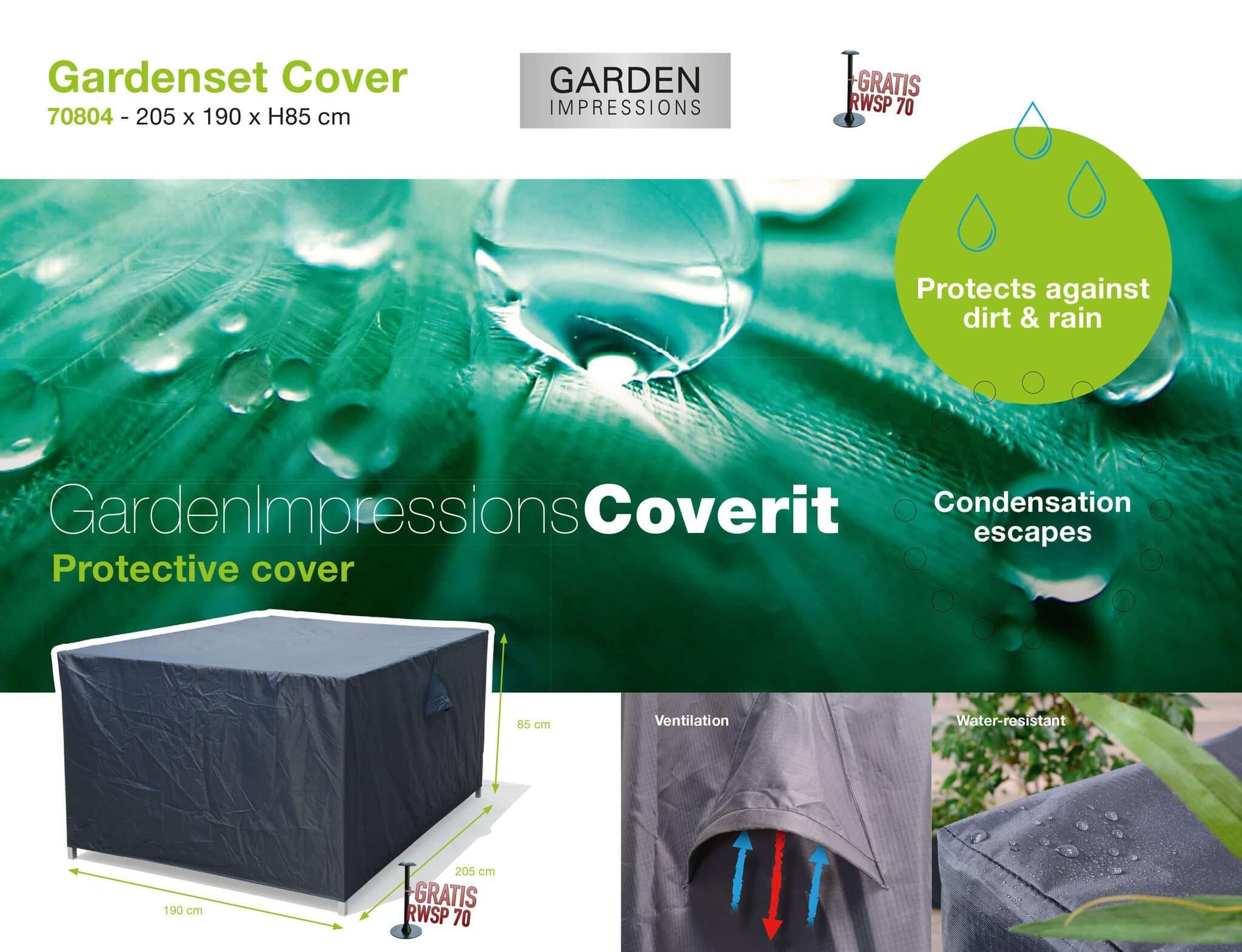 Abdeckhaube für rechteckige Gartenset 205 x 190 H:85 cm