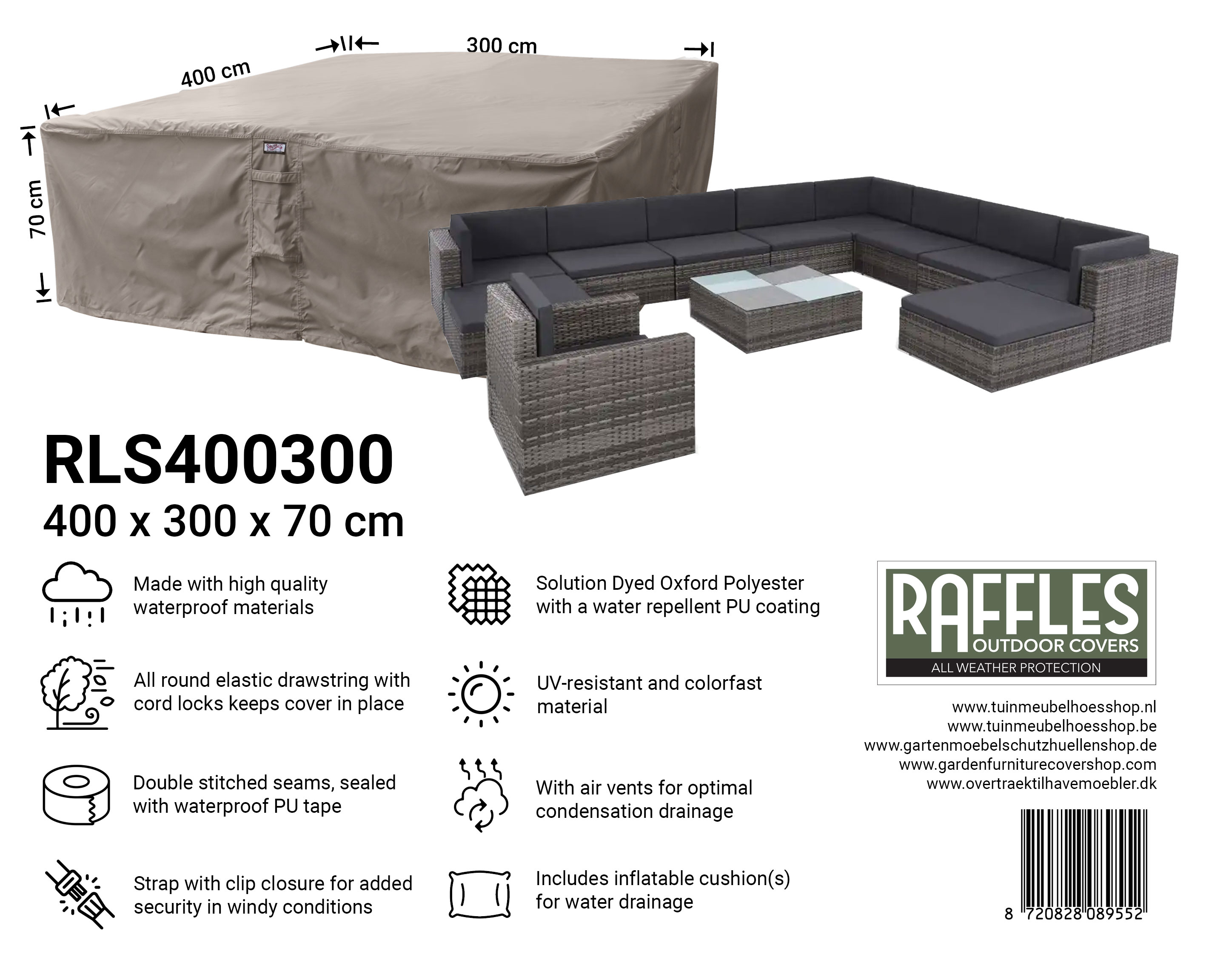 Schutzhaube für Garten-Lounge Garnitur 400 x 300 H: 70 cm Schutzhaube für Garten-Lounge Garnitur 400 x 300 H: 70 cm