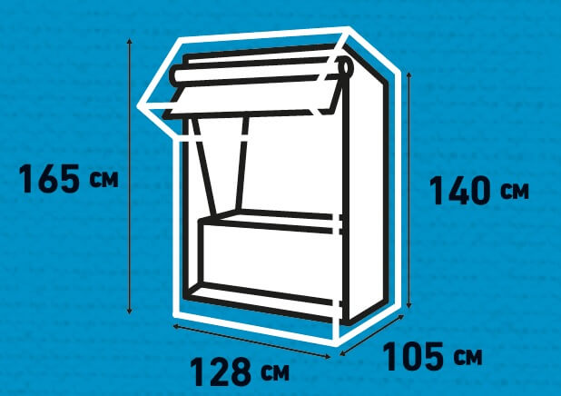 COB4P025-tekeningoW5X9kKgumePD Strandkorb Schutzülle 128 x 105 H: 165 cm