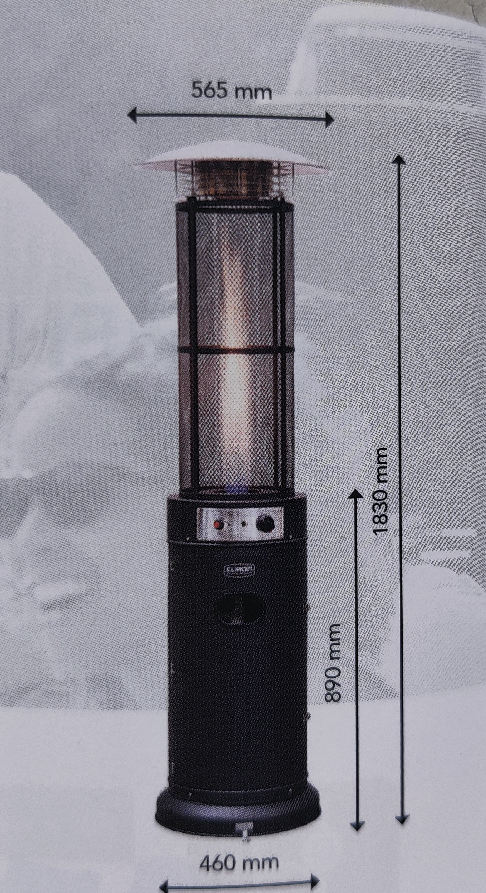 Abdeckung für Terrassenheizer H: 183 Ø 56,5 cm