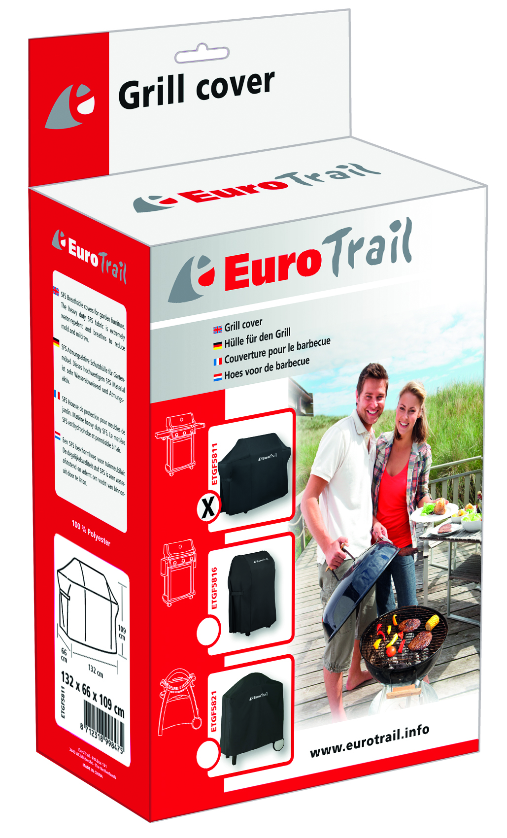 Gas-BBQ-Abdeckung 122 x 45 H: 107 cm
