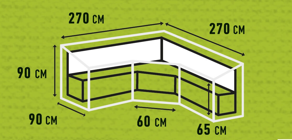 Gartenmöbel Schutzhülle L-Form 270 x 270 H: 90/65 cm