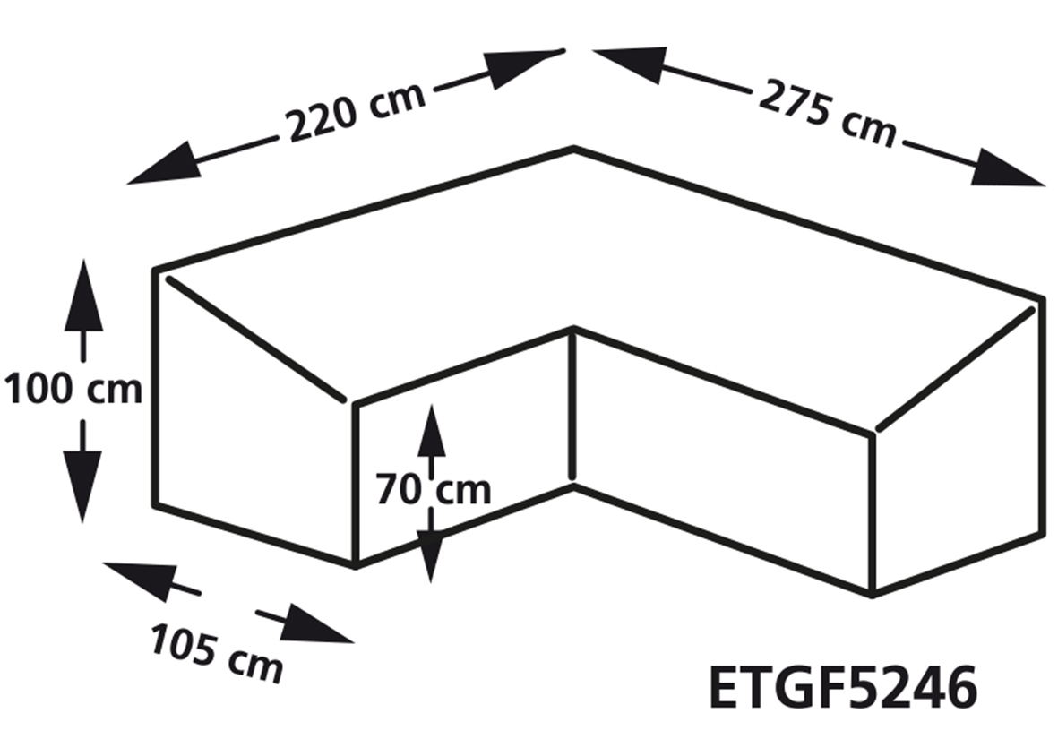 Hohe Schutzhülle 275 x 220 H: 100 / 70 cm für Garten-Eck-Lounge