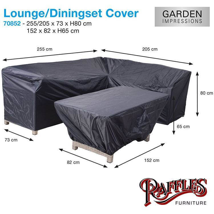 Schutzhülle Lounge Dining Eckbank und Tisch 255 x 205 x 73 H:80 cm