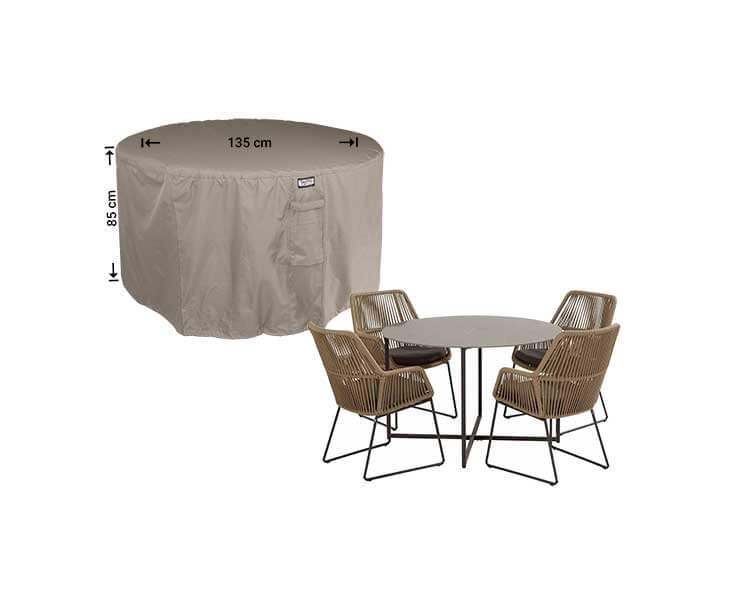 RDSR135-23s0ZsSr2IHYS2 Wetterhaube für runder Tisch mit 4 Gartenstühle Ø 135 H: 85 cm