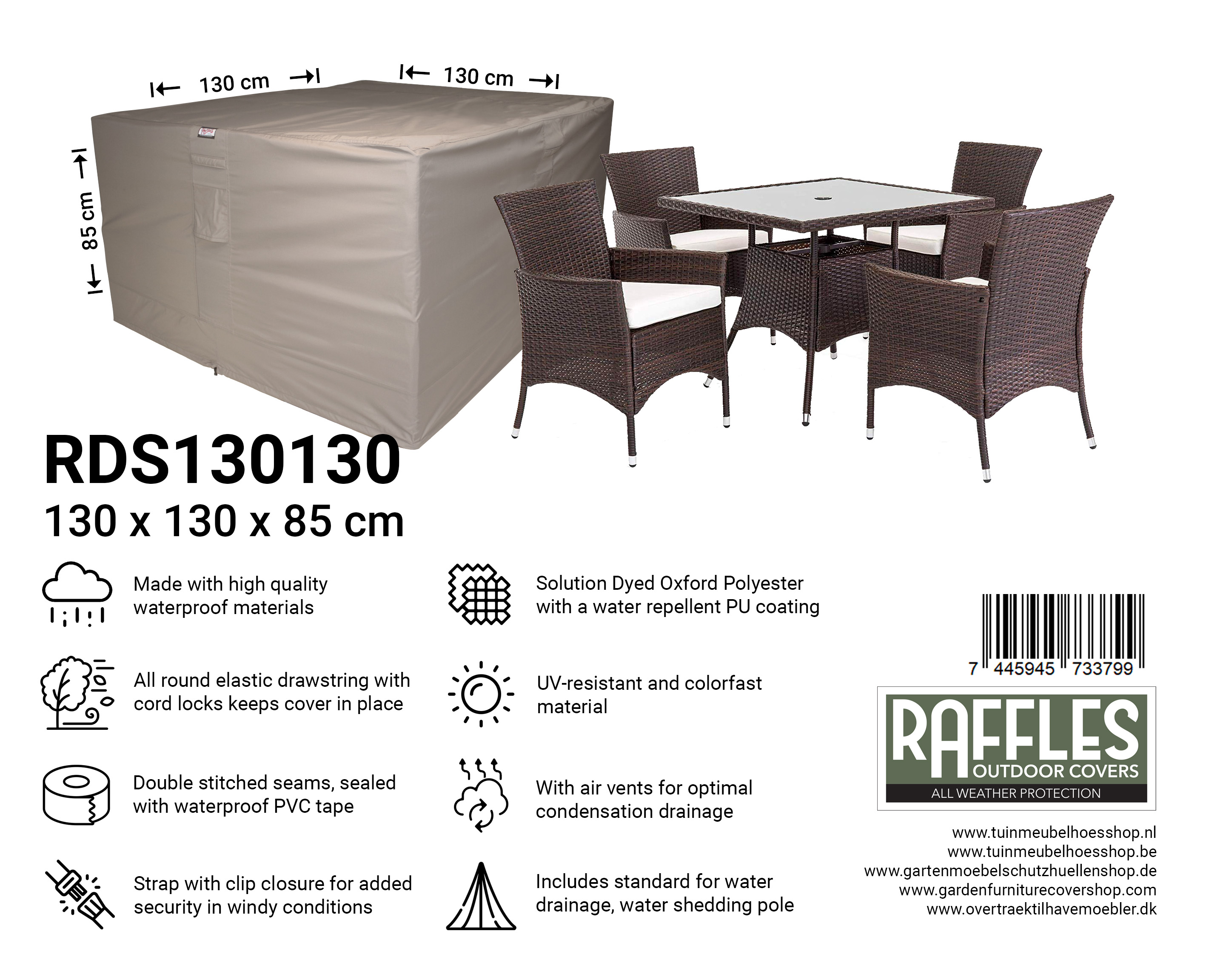 RDS130130_7445945733799 Schutzhaube für kleine Sitzgruppe 130 x 130 H: 85 cm