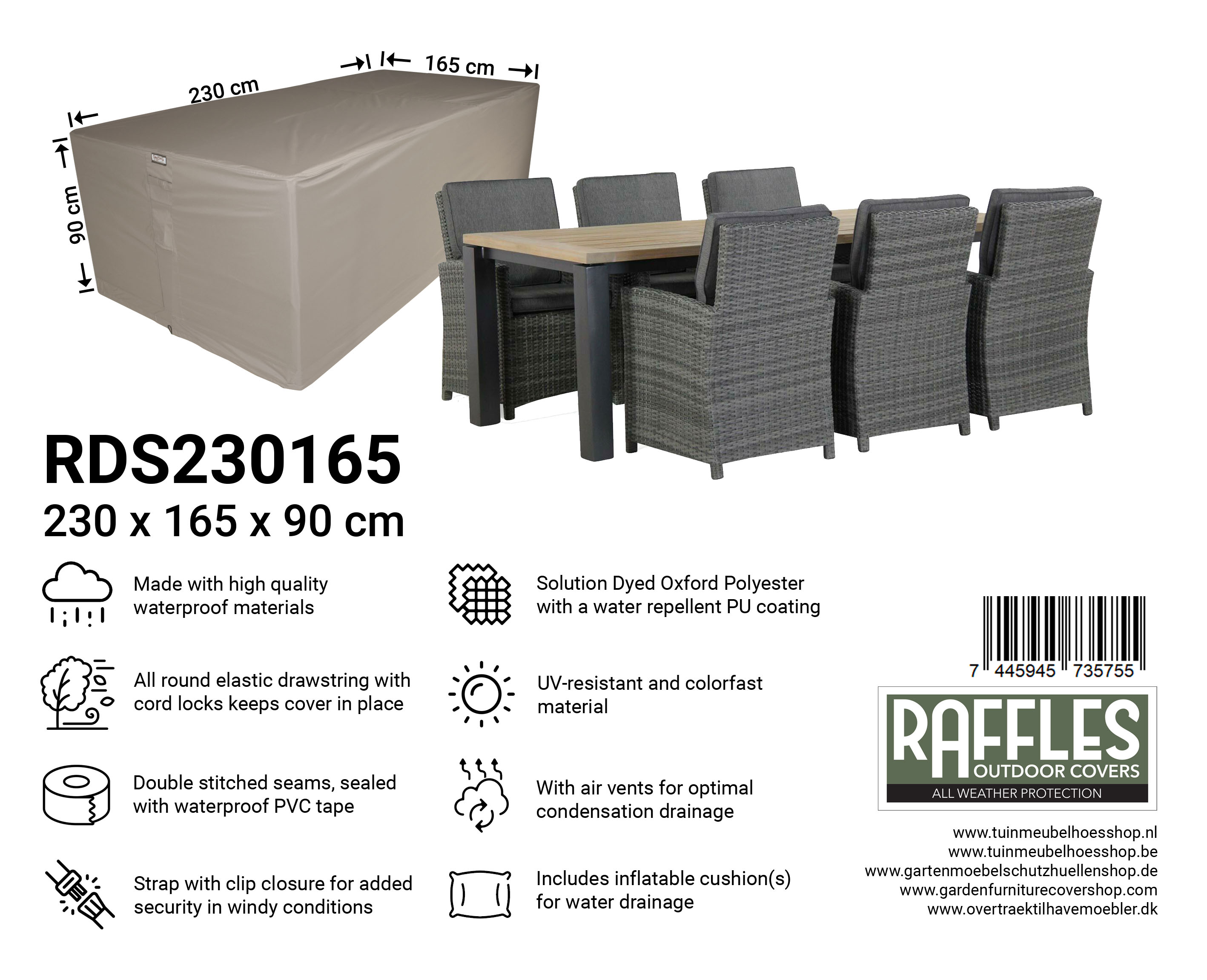 RDS230165_7445945735755O9YUaIcu3LmNy RDS230165 hoes tuinset 230 x 165 H: 90 cm