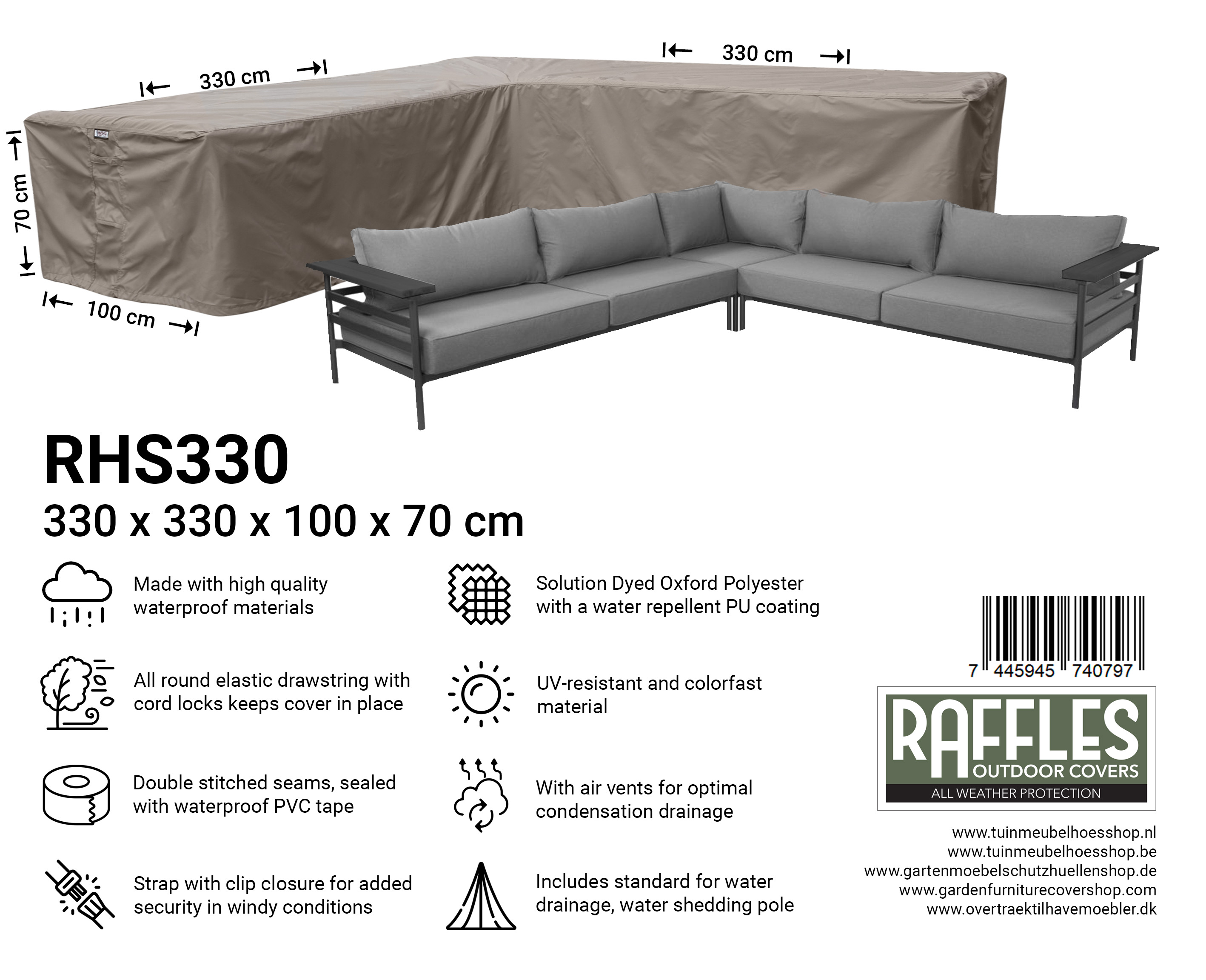 RHS330_7445945740797 RHS330 asymmetrische hoekbank 330 x 330 x 100 H: 70 cm