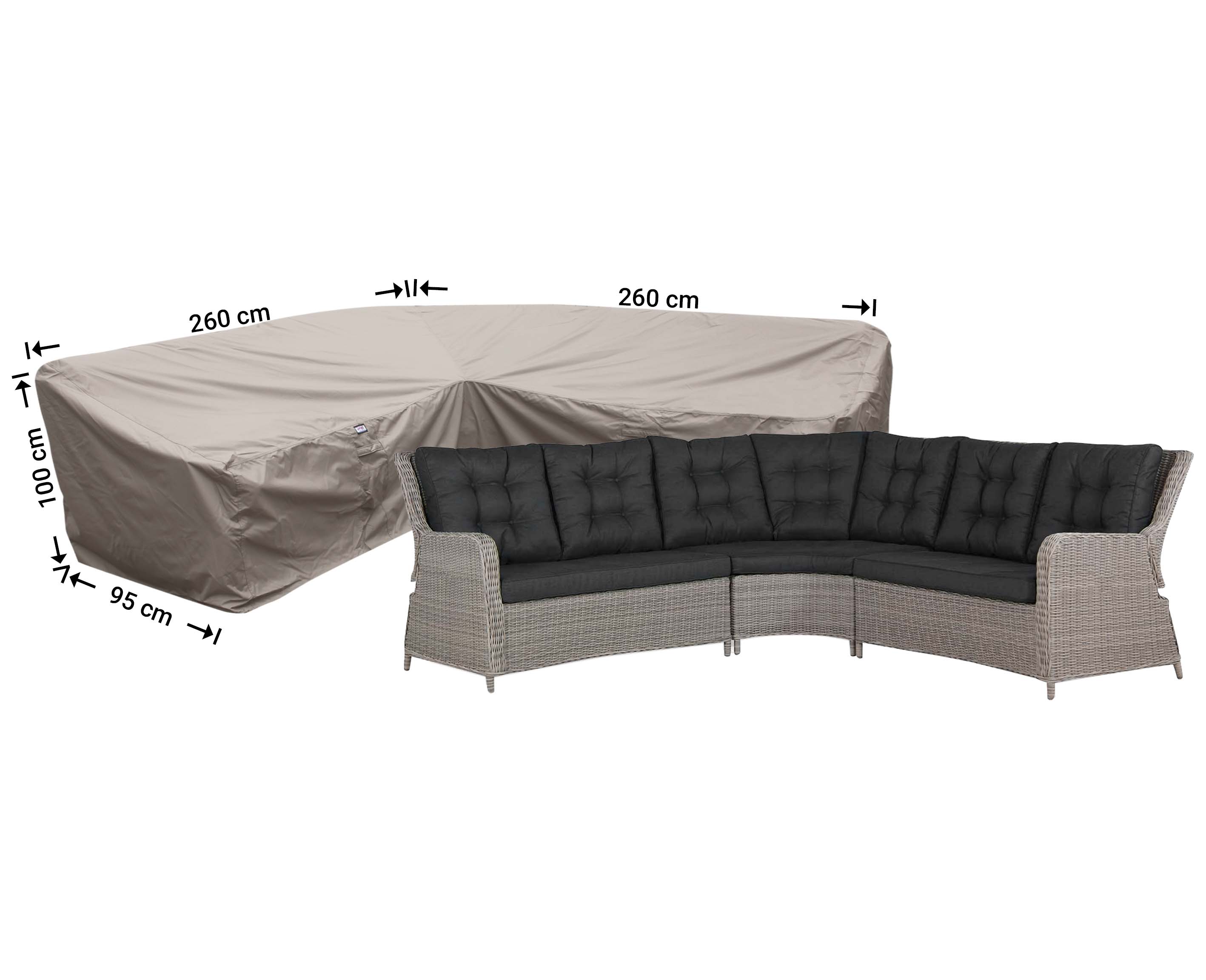 Schutzhülle Lounge Sofa 260 x 260 x 95 H: 100/65 cm