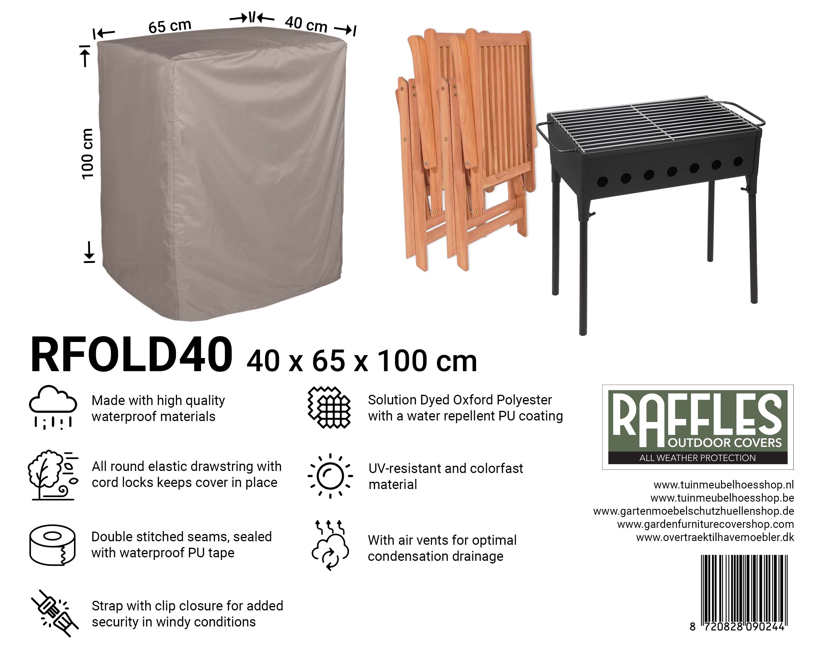 Hülle 65 x 40 H: 100 cm für flachen Grill oder Grillrost