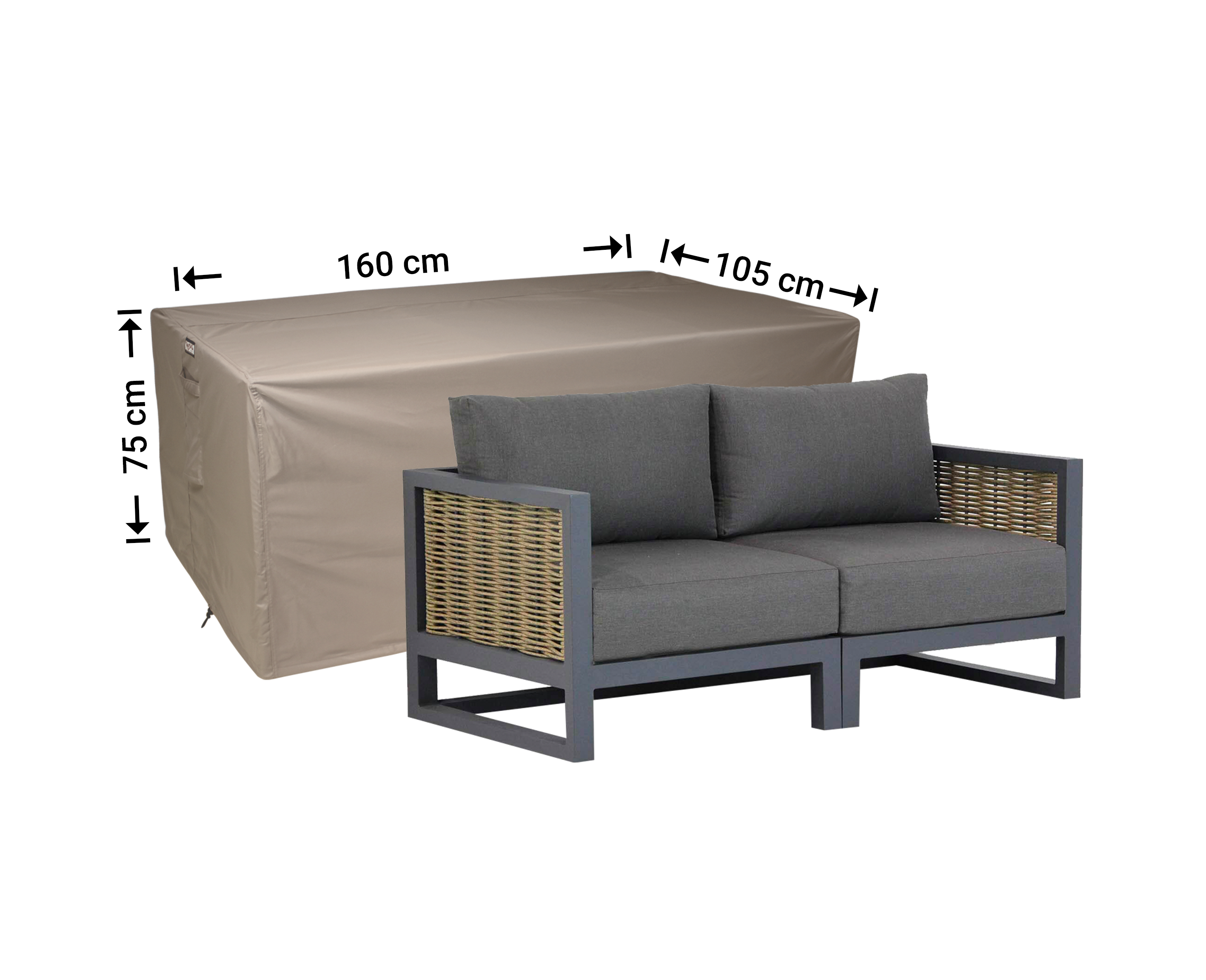 Wetterschutz für Lounge Sofa 160 x 105 H: 75 cm