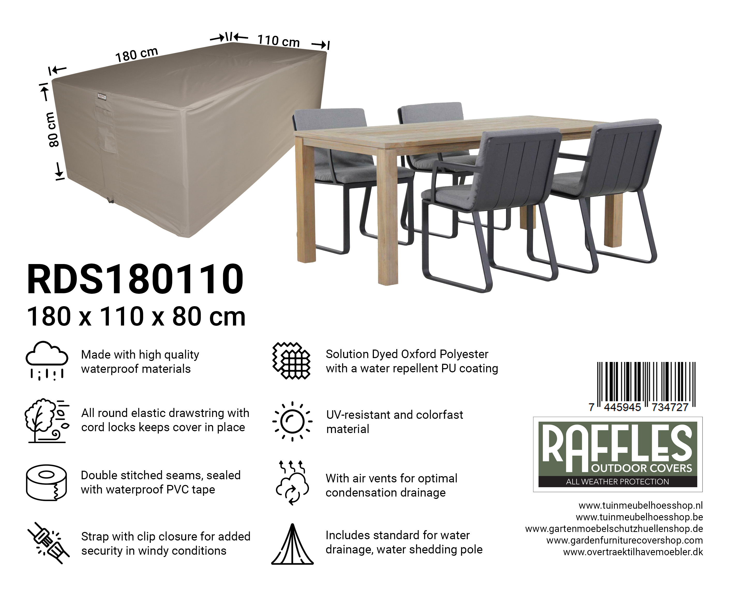 RDS180110_7445945734727 Abdeckung für rechteckige Sitzgarnituren 180 x 110 H: 80 cm