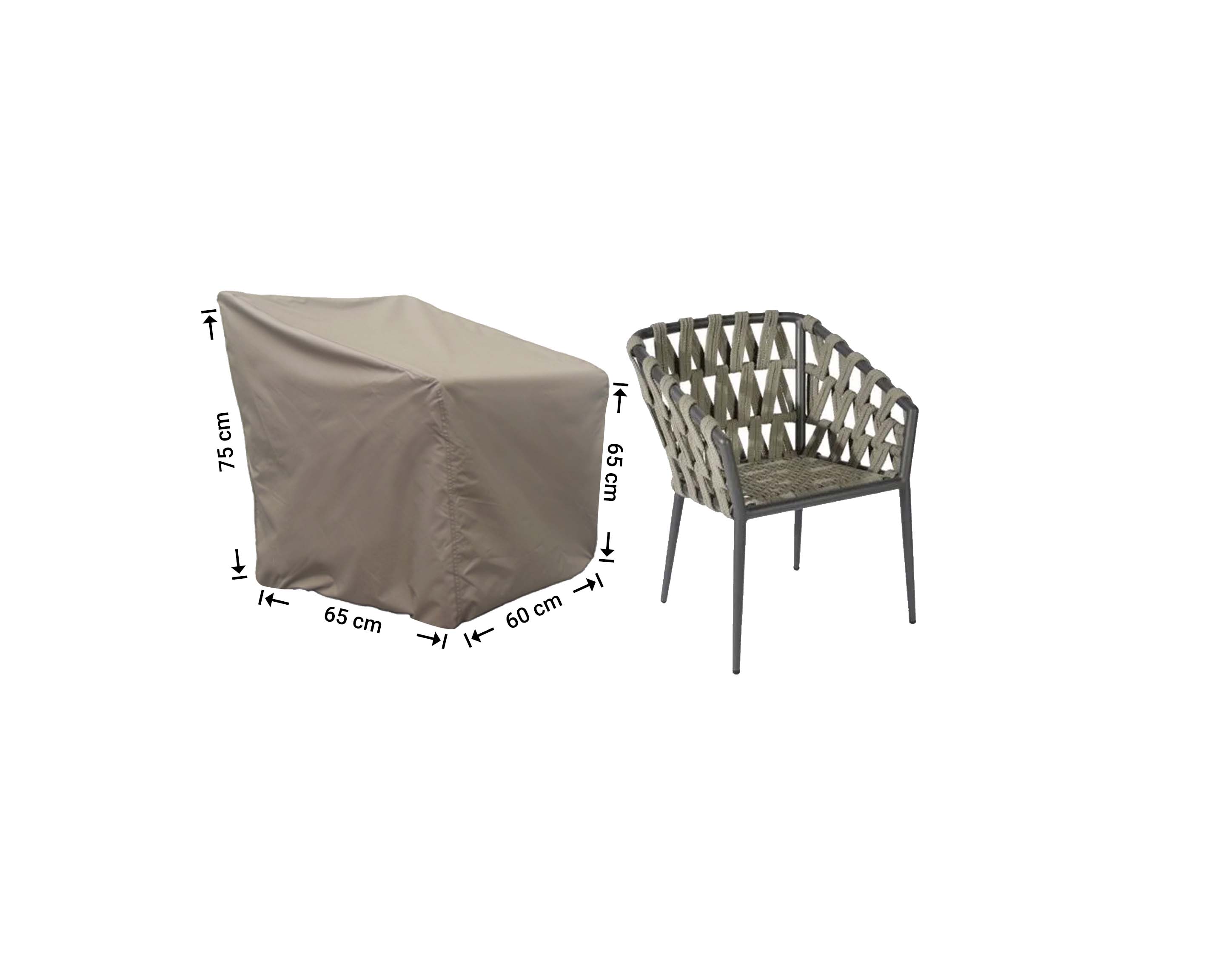 Hülle für kleinen Gartenstuhl 65 x 65 H: 75/60 cm