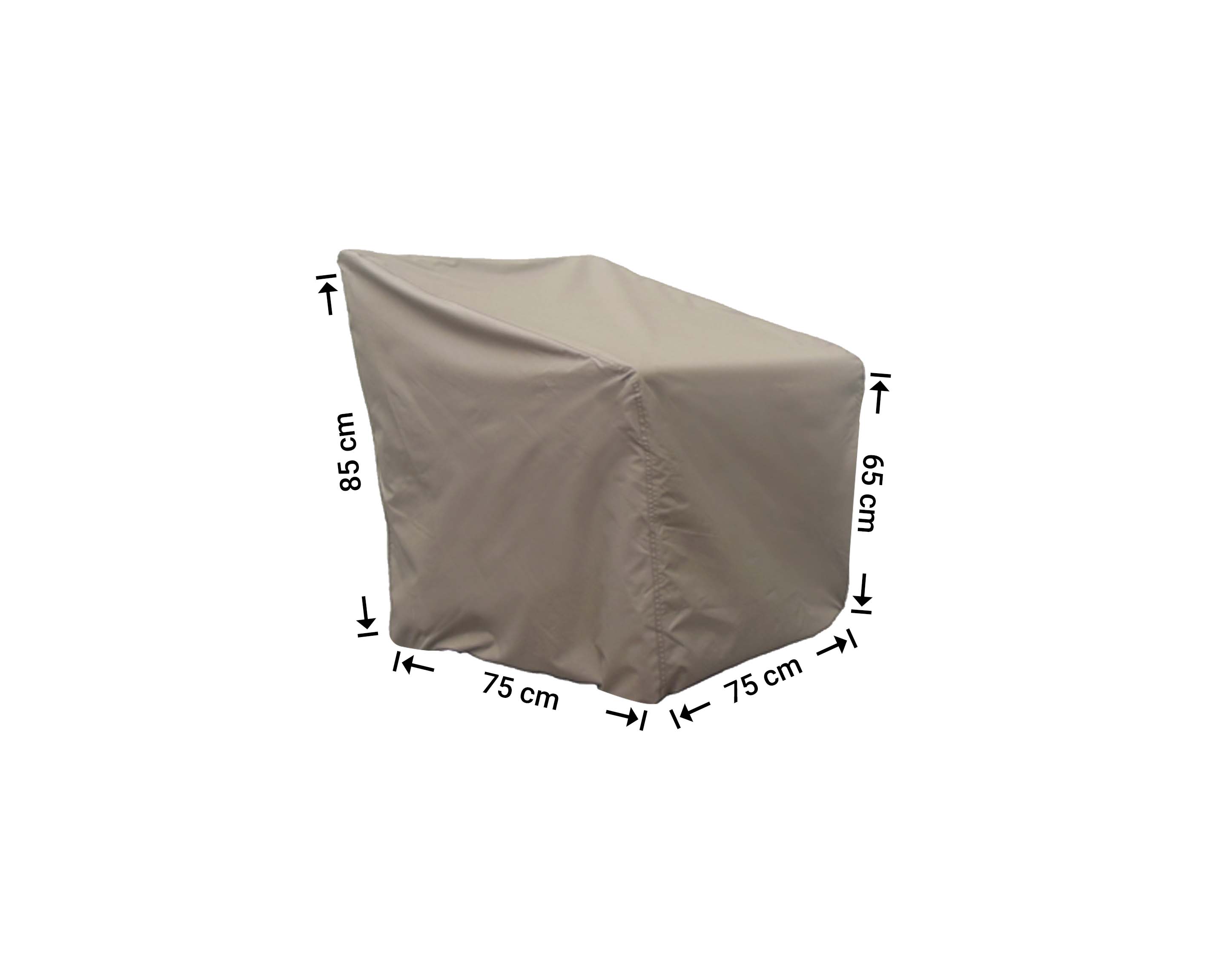RLC75shaped_-hoes-afmetingen Schutzhülle für Lounge Sessel 75 x 75 H: 85/65 cm