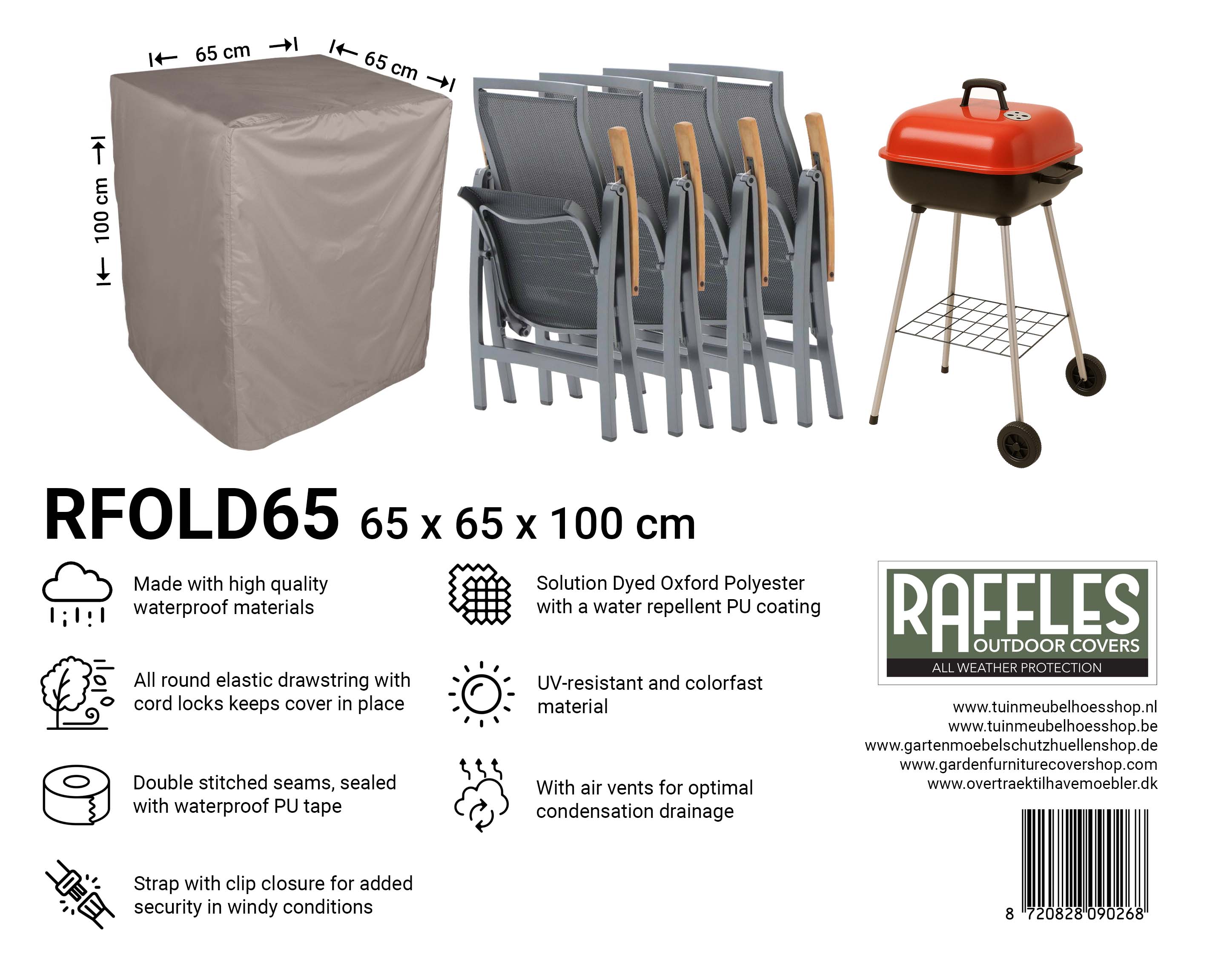 Grillabdeckung 65 x 65 cm, 100 cm hoch