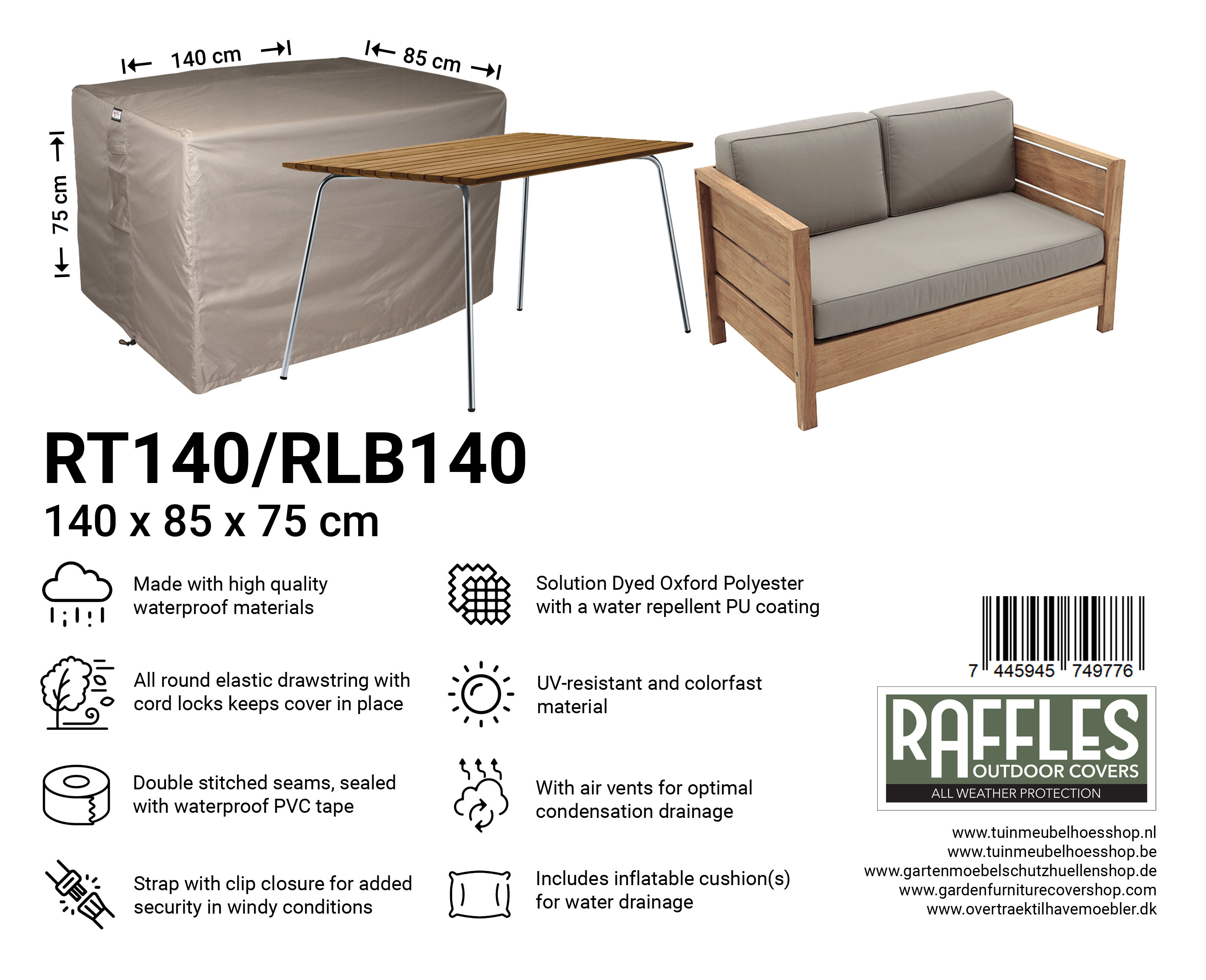 Abdeckung für Lounge Bank 140 x 85 cm