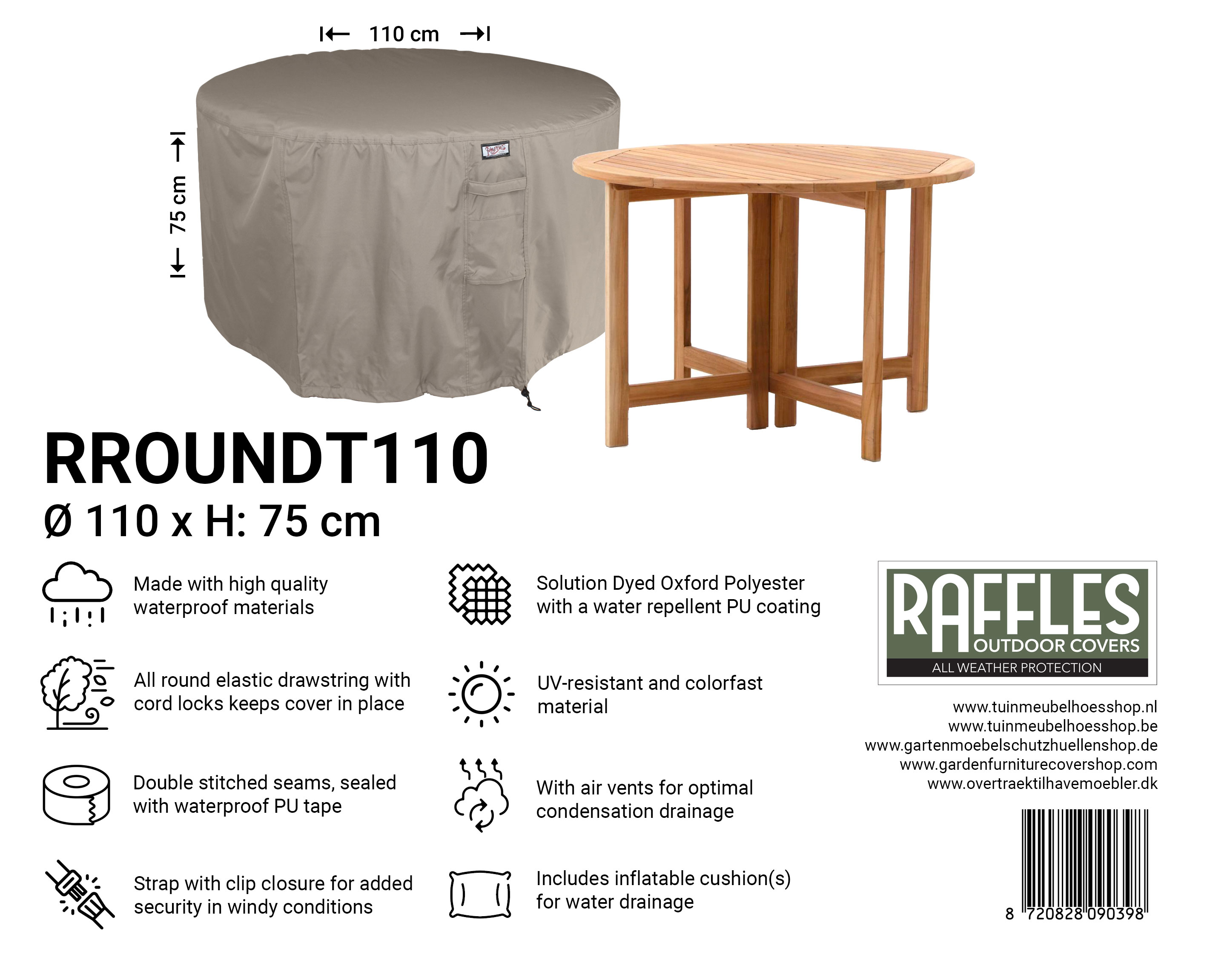 RROUNDT110 ronde tafel hoes Ø 110 cm H: 75 cm