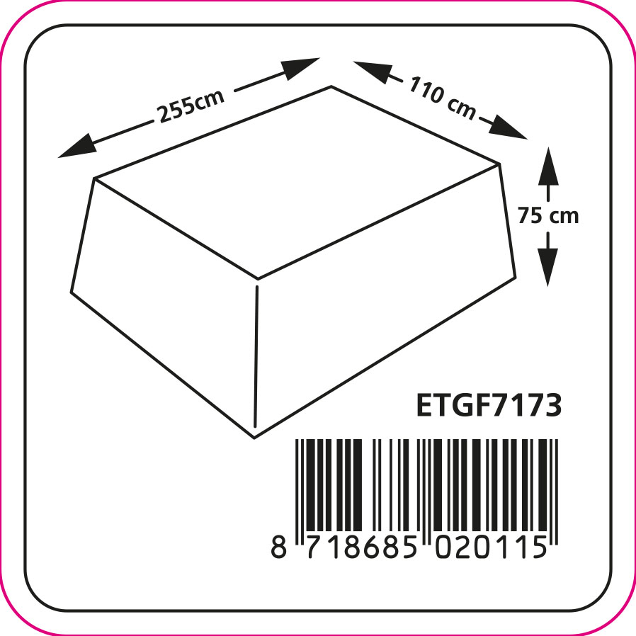 Abdeckung für Gartentisch 255 x 110 H: 75 cm