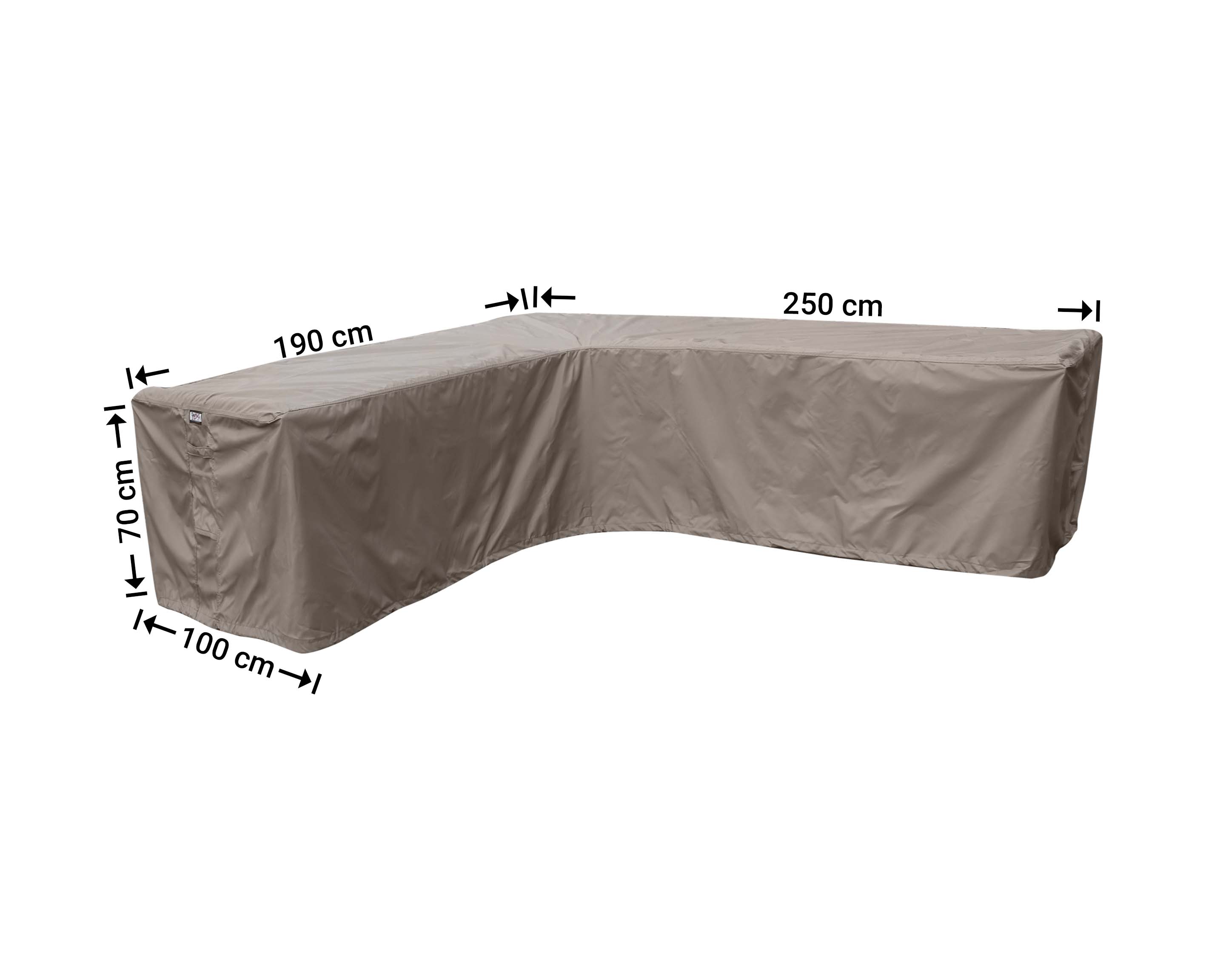 RHS250190left_hoes-afmetingen Abdeckhaube für Ecksofa 250 x 190 x 100 H: 70 cm
